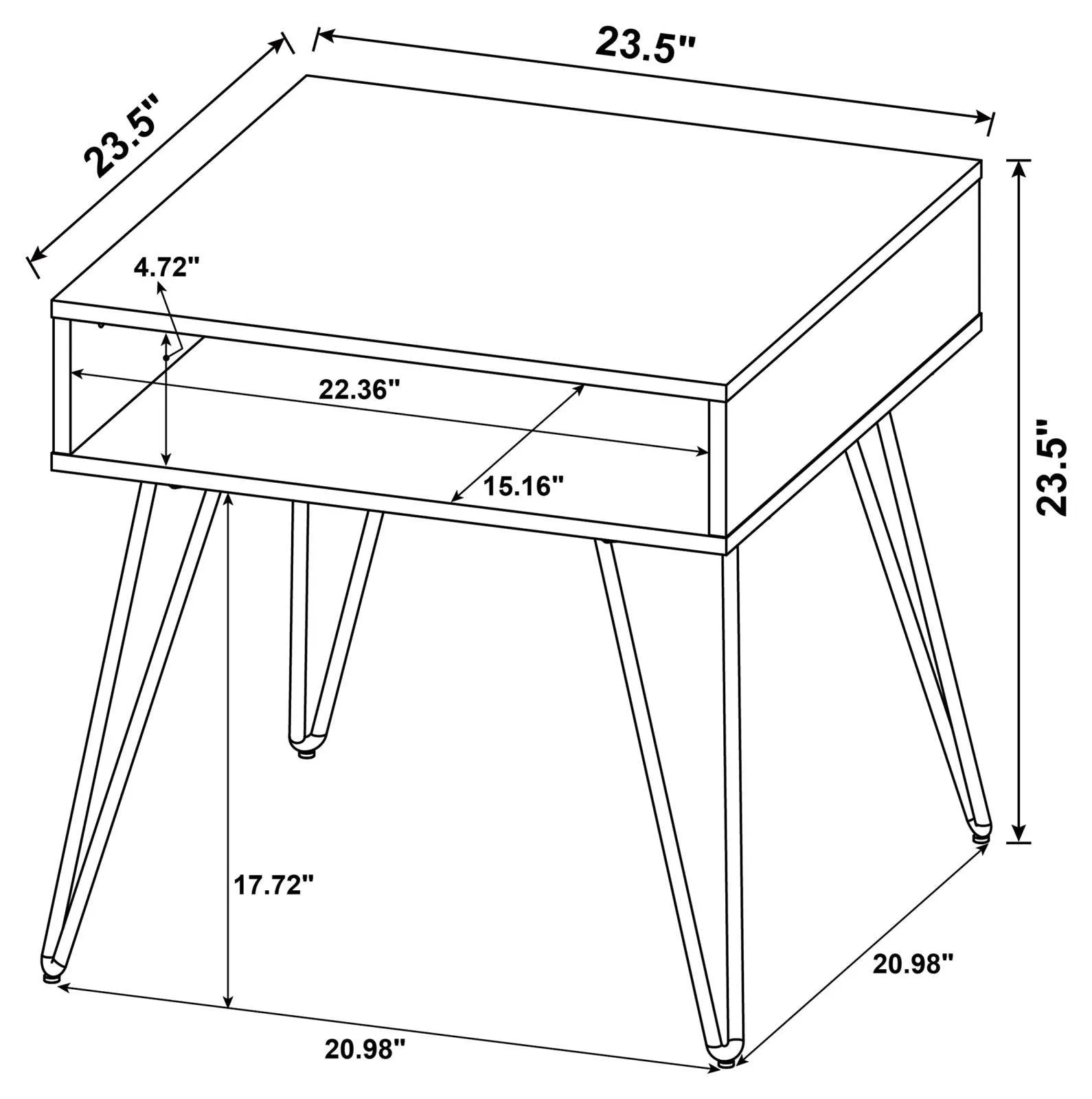Fanning Golden Oak/Black Square End Table with Open Compartment - Image 4
