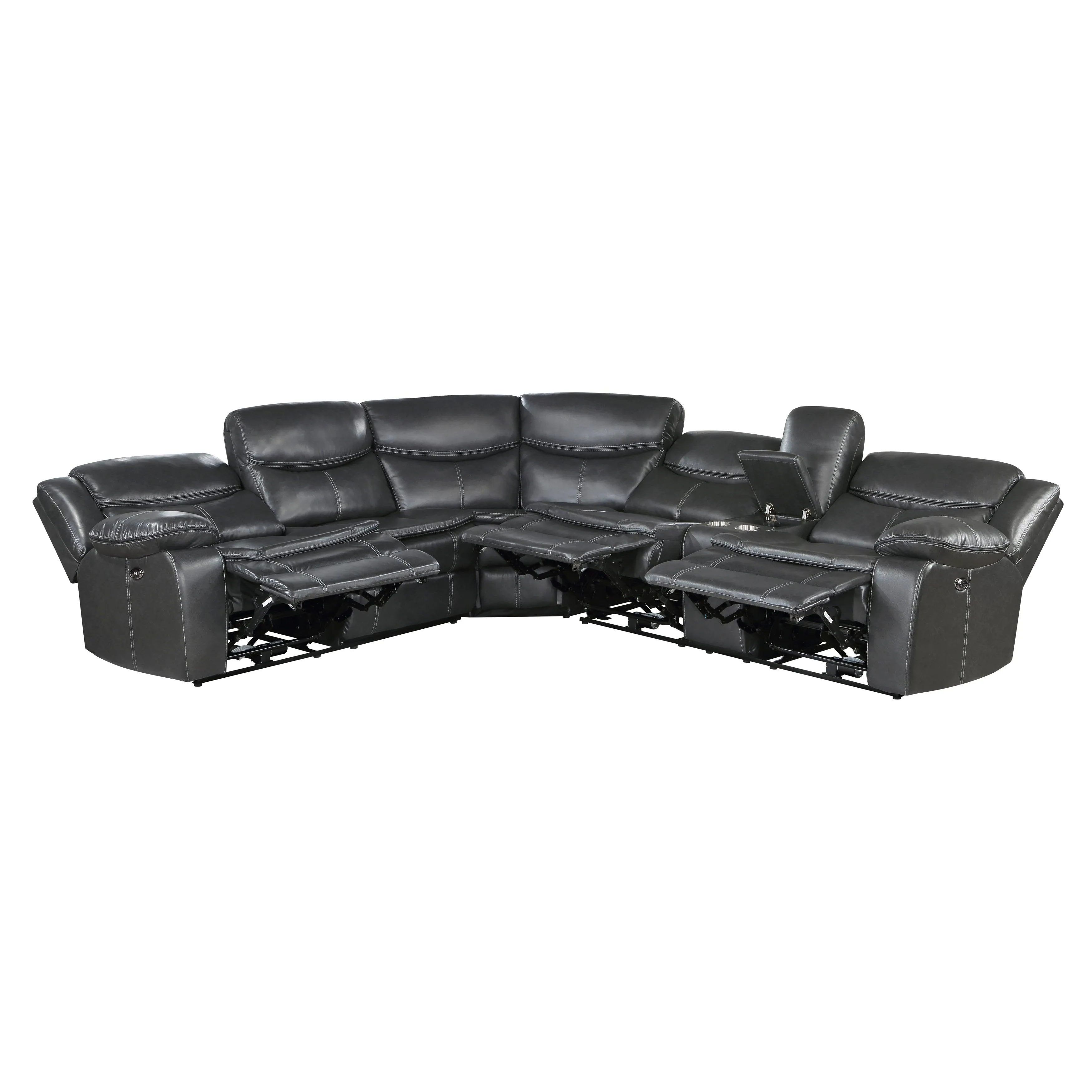 Fargo 3-Piece Power Reclining Sectional with Right Console In Dark Gray - Image 6