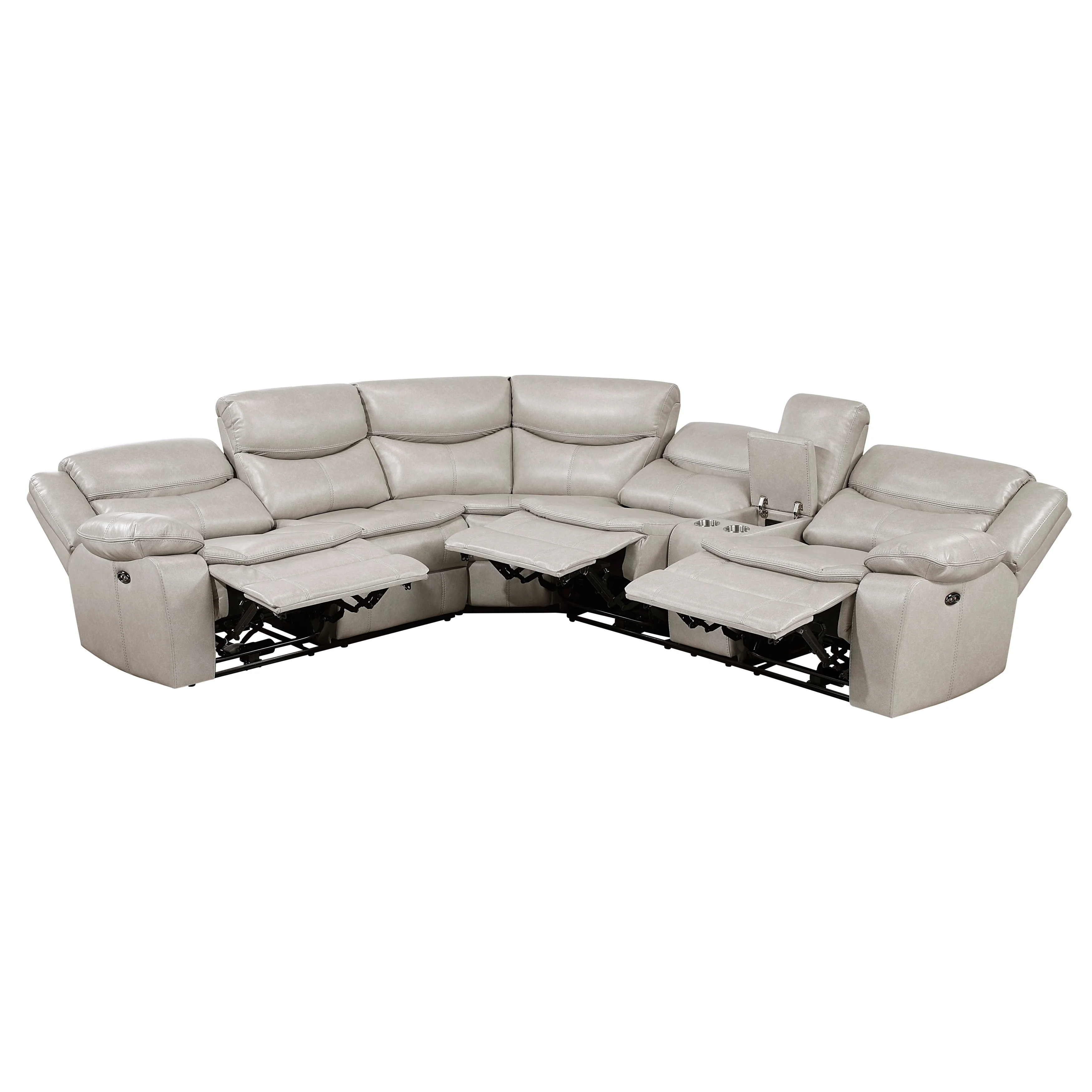 Fargo Taupe 3-Piece Power Reclining Sectional with Right Console - Image 6