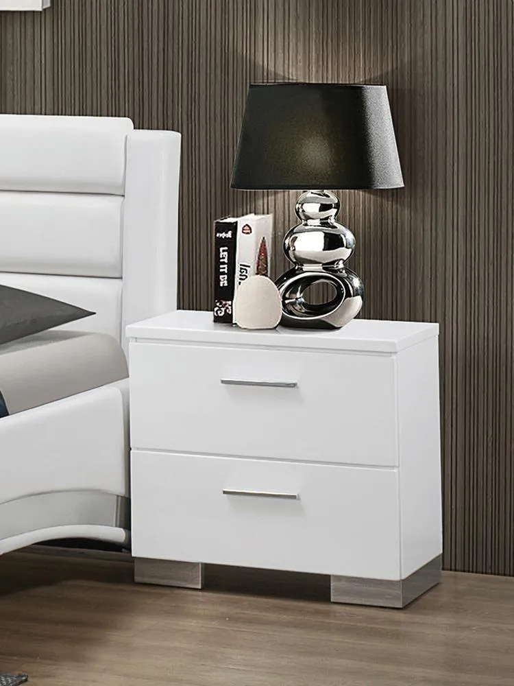 Felicity Glossy White 2-Drawer Nightstand - Image 2