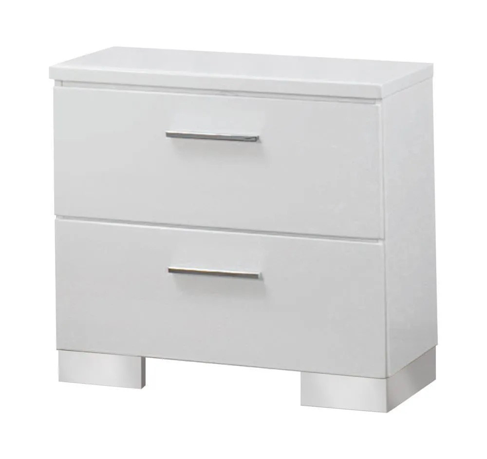 Felicity Glossy White 2-Drawer Nightstand - Image 3