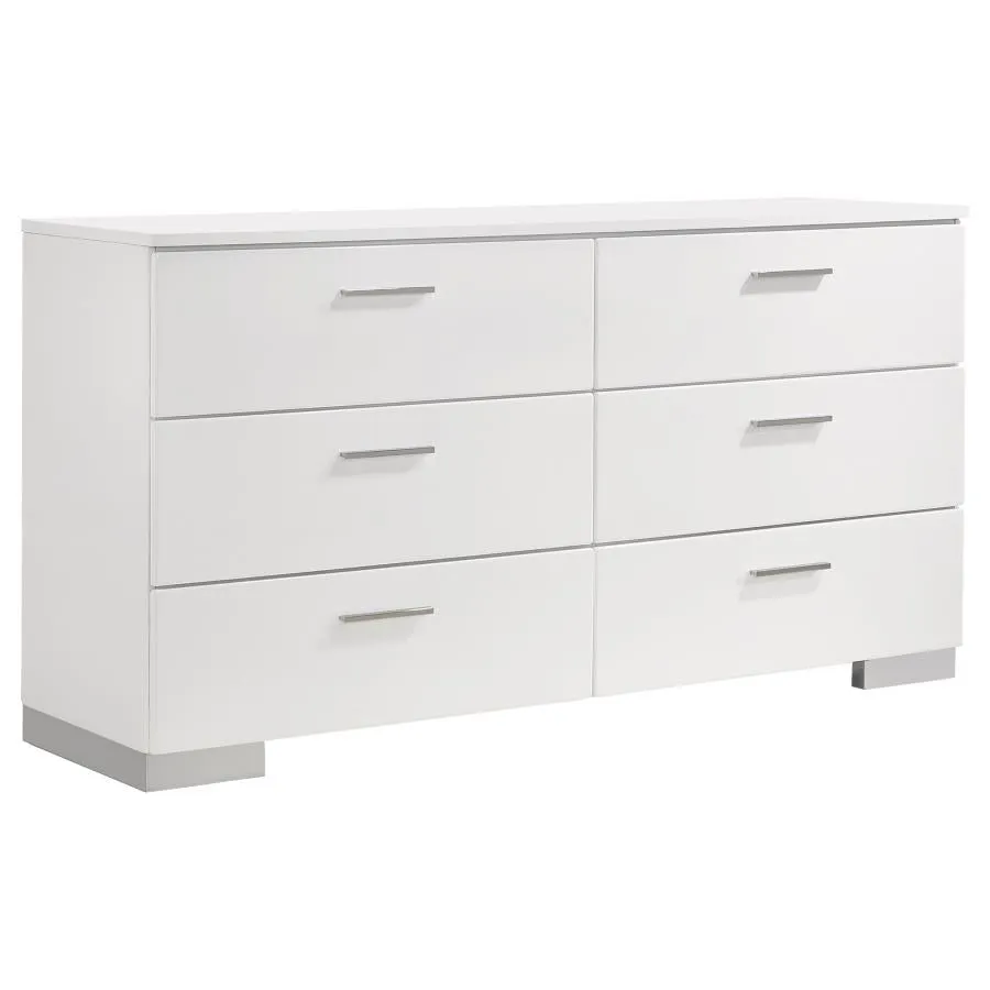 Felicity Glossy White 4-Piece Queen Bedroom Set with LED Light Headboard - Image 8
