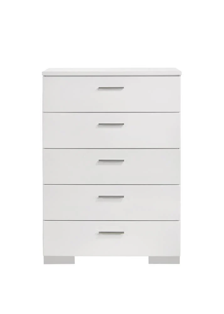 Felicity Glossy White 5-Drawer Chest - Image 2