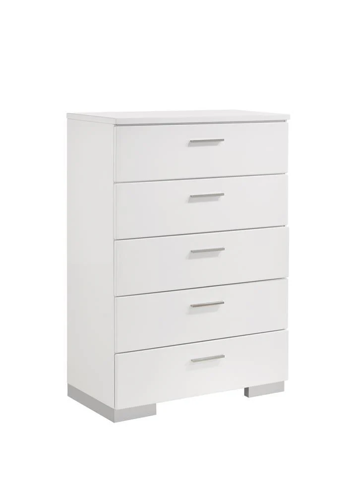 Felicity Glossy White 5-Drawer Chest - Image 3