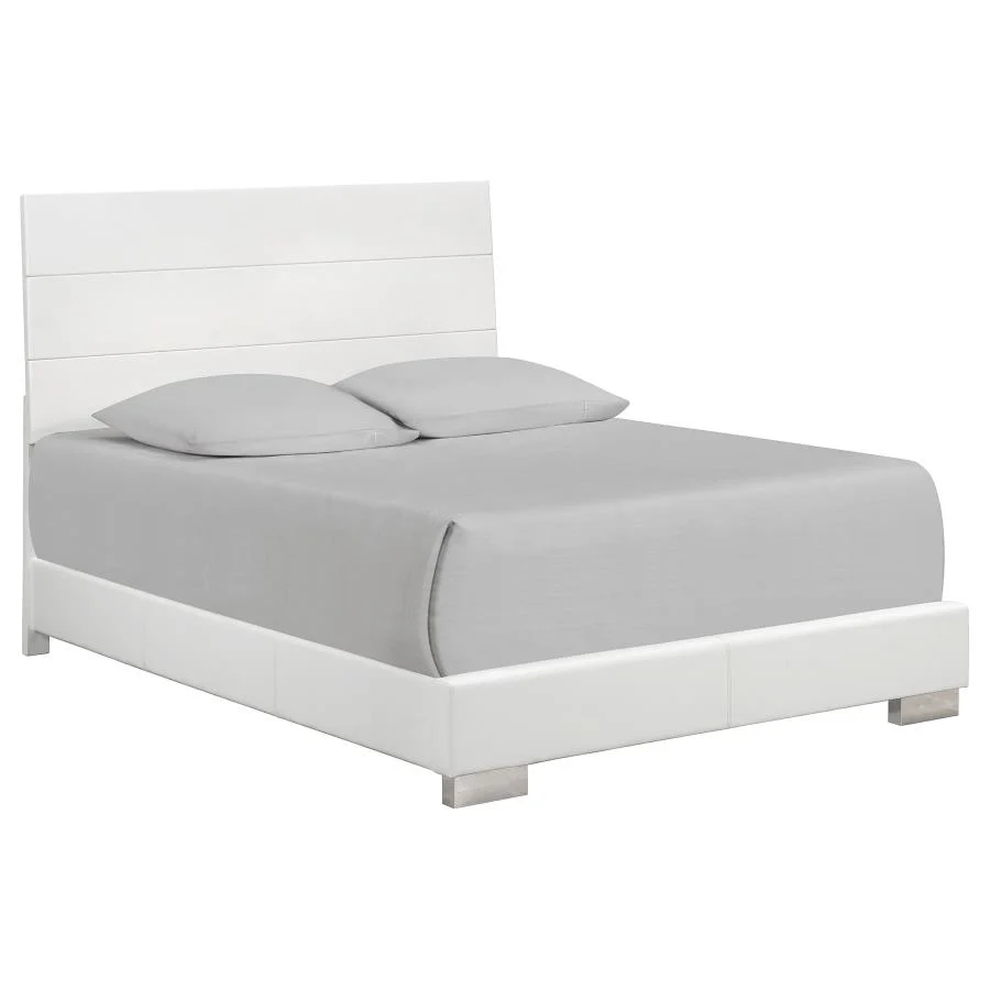 Felicity Glossy White 6-Piece King Bedroom Set with LED Bed Headboard - Image 3
