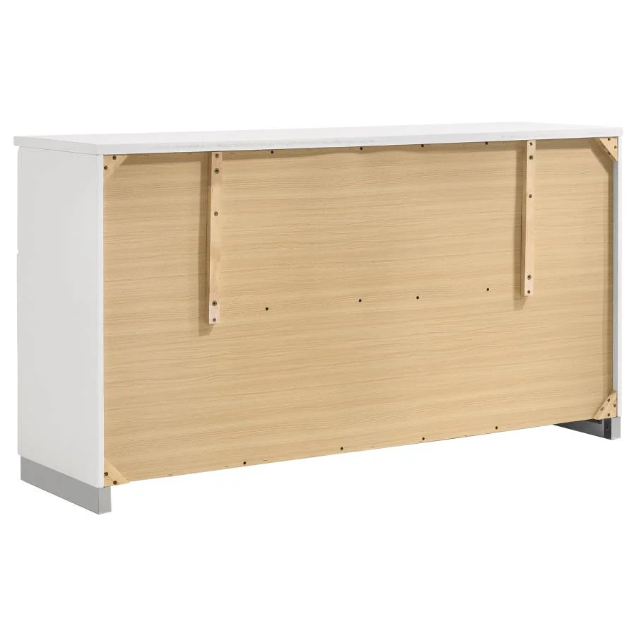 Felicity Glossy White 6-Piece King Bedroom Set with LED Bed Headboard - Image 7