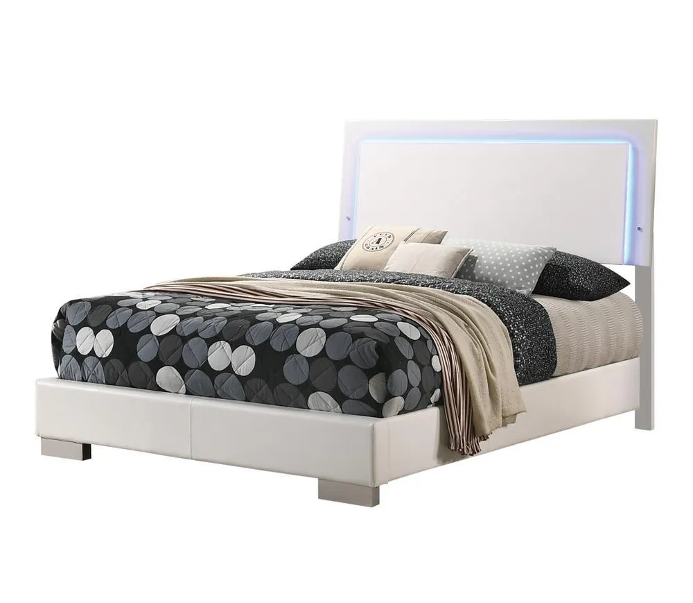 Felicity Glossy White Full Panel Bed with LED Lighting - Image 2