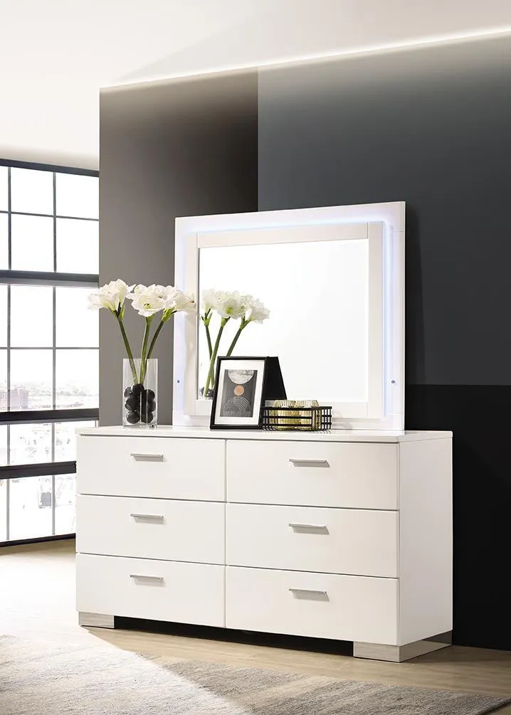 Felicity Glossy White LED Light Mirror - Image 2