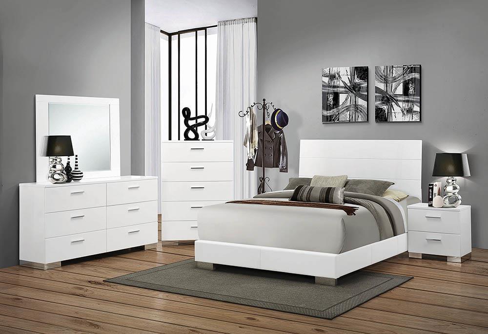 Felicity Glossy White Queen Panel Bed - Image 3
