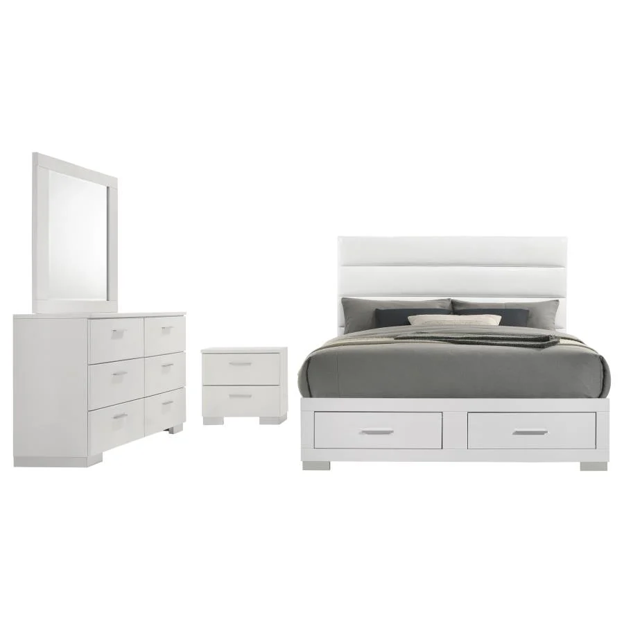 Felicity White 4-piece Queen Platform Bedroom Set - Image 2