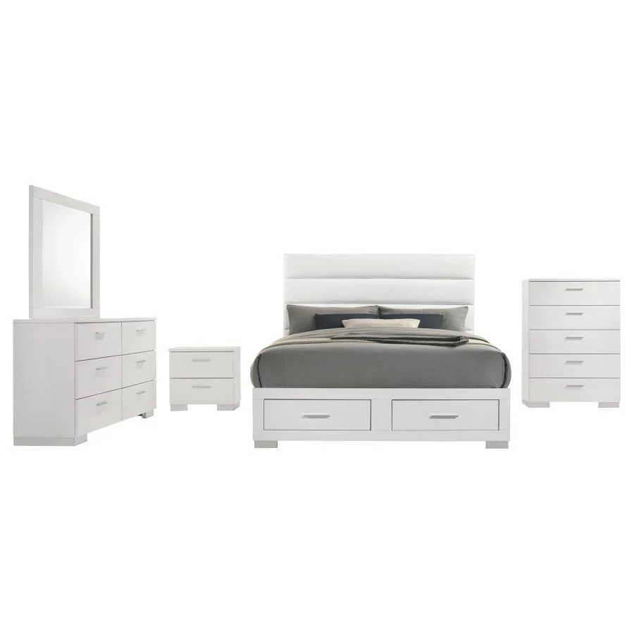 Felicity White 5-Piece Eastern King Platform Bedroom Set - Image 2