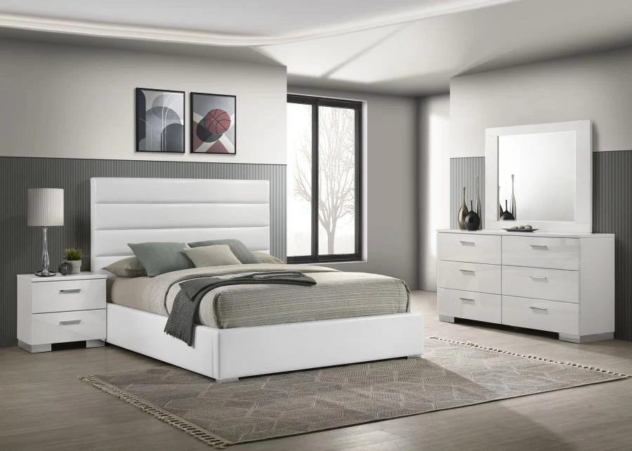 Felicity White High Gloss 4-piece Queen Bedroom Set