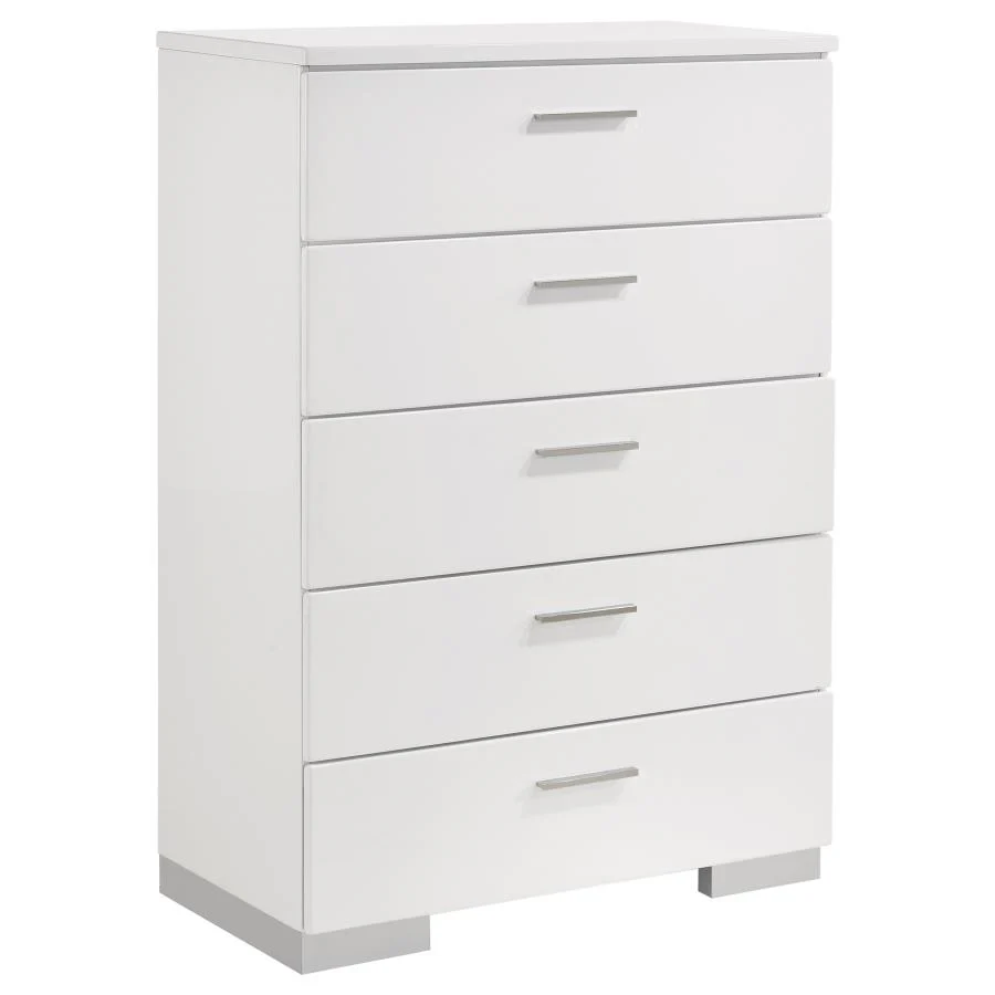 Felicity White High Gloss 6-piece Queen Bedroom Set - Image 10