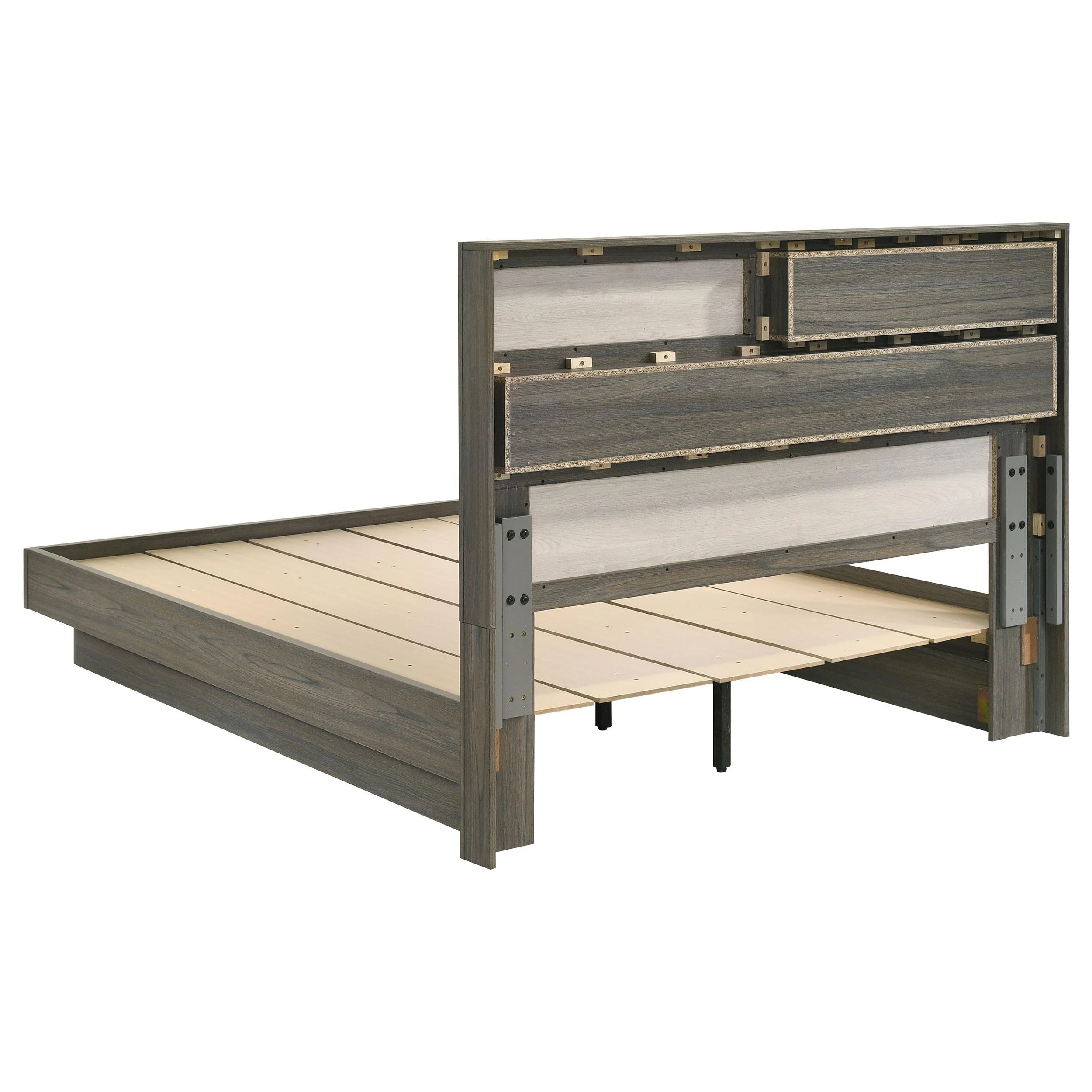 Fenwick Gray Oak Eastern King Bed Bookcase Headboard - Image 3