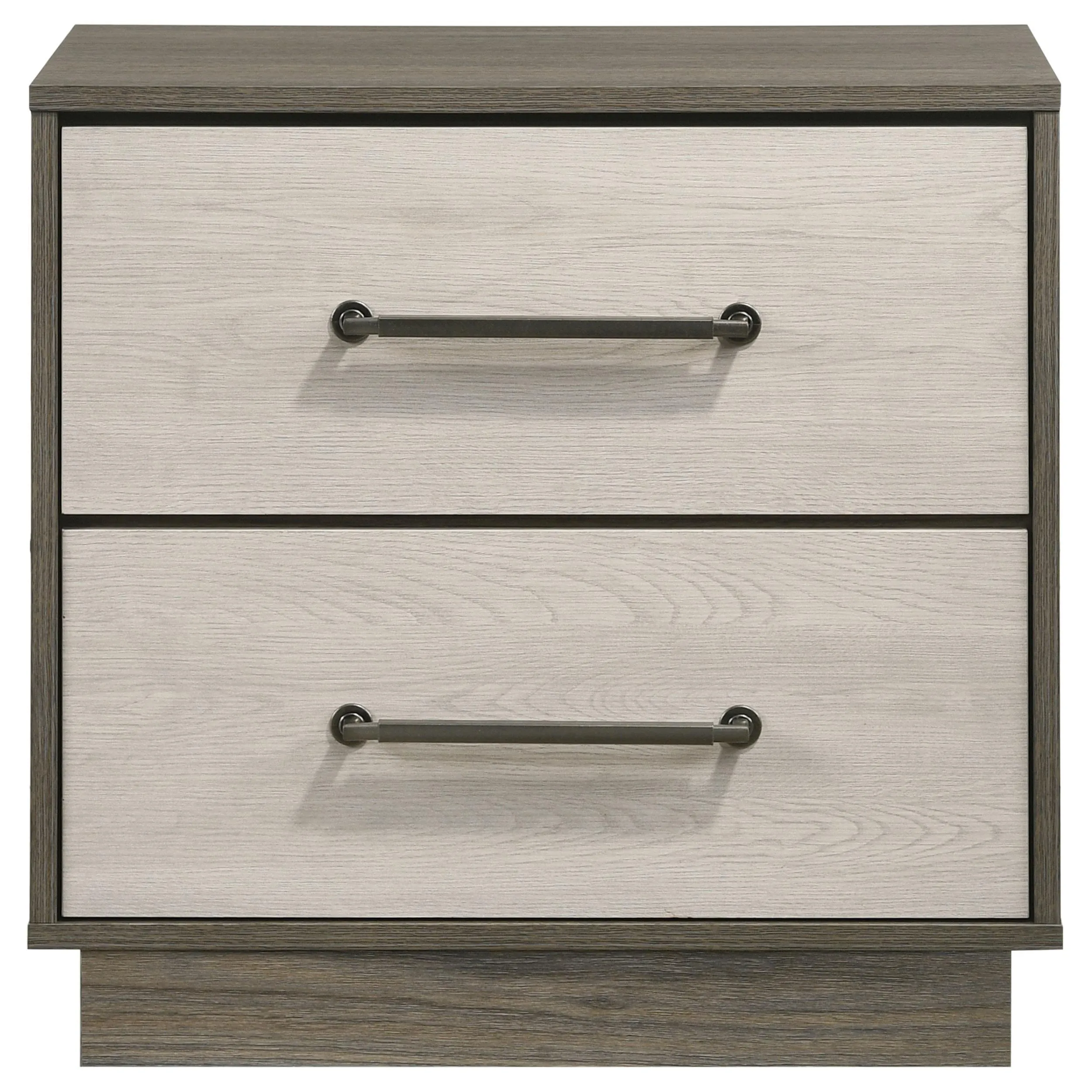 Fenwick Grey Oak 2-drawer Nightstand Bedside Table - Image 2