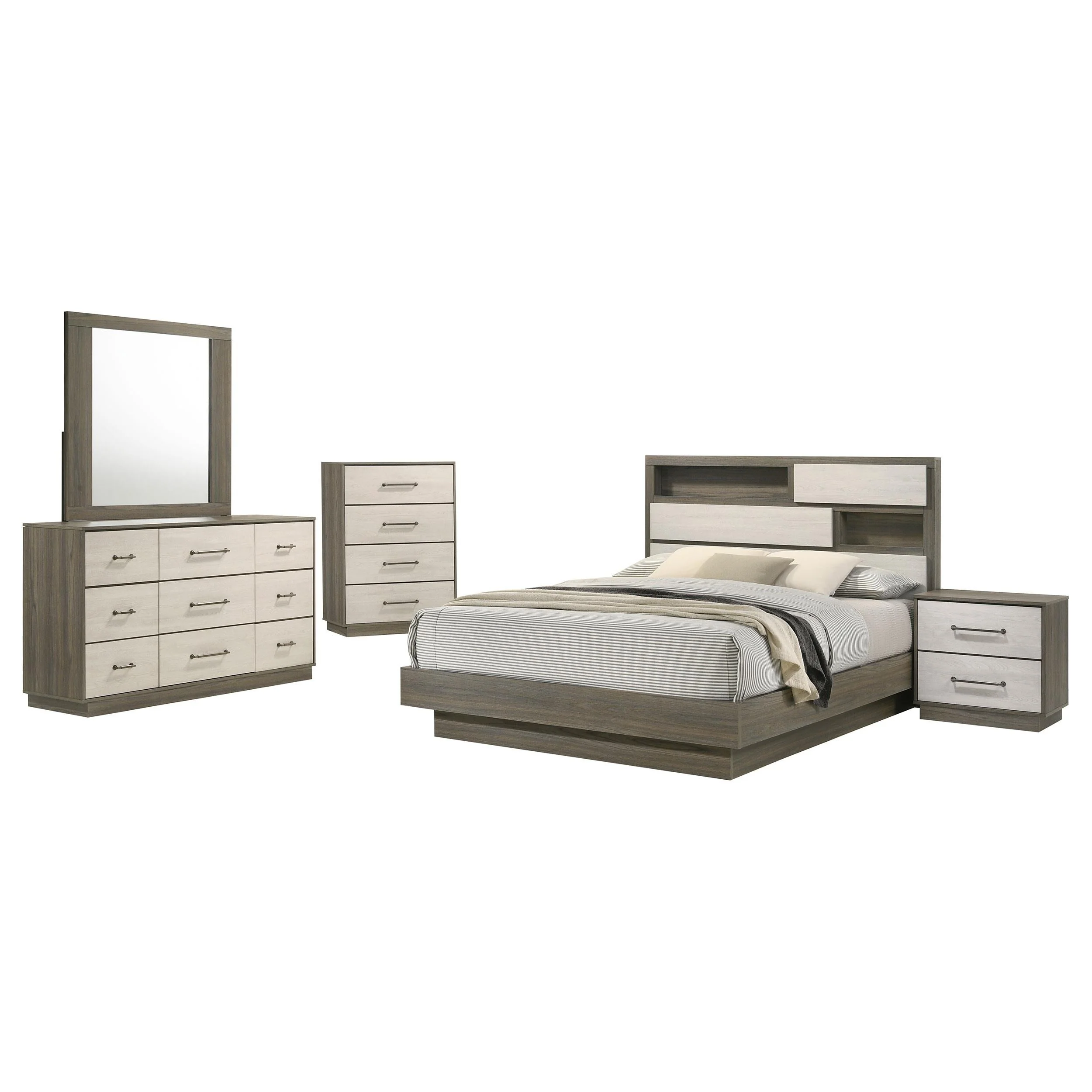 Fenwick Grey Oak 5-Piece Queen Bedroom Set - Image 2