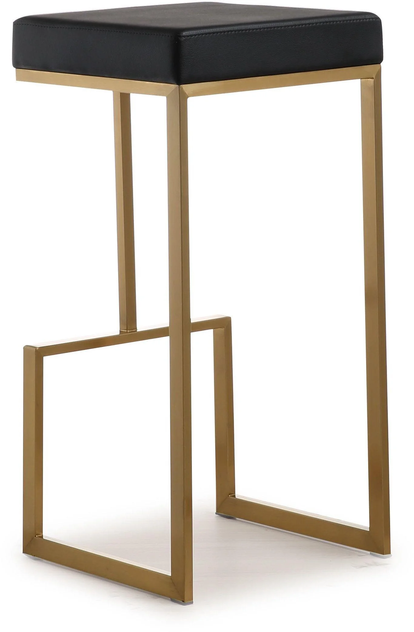 Ferrara Black Performance Vegan Leather and Gold Steel Barstool - Set of 2 - Image 3