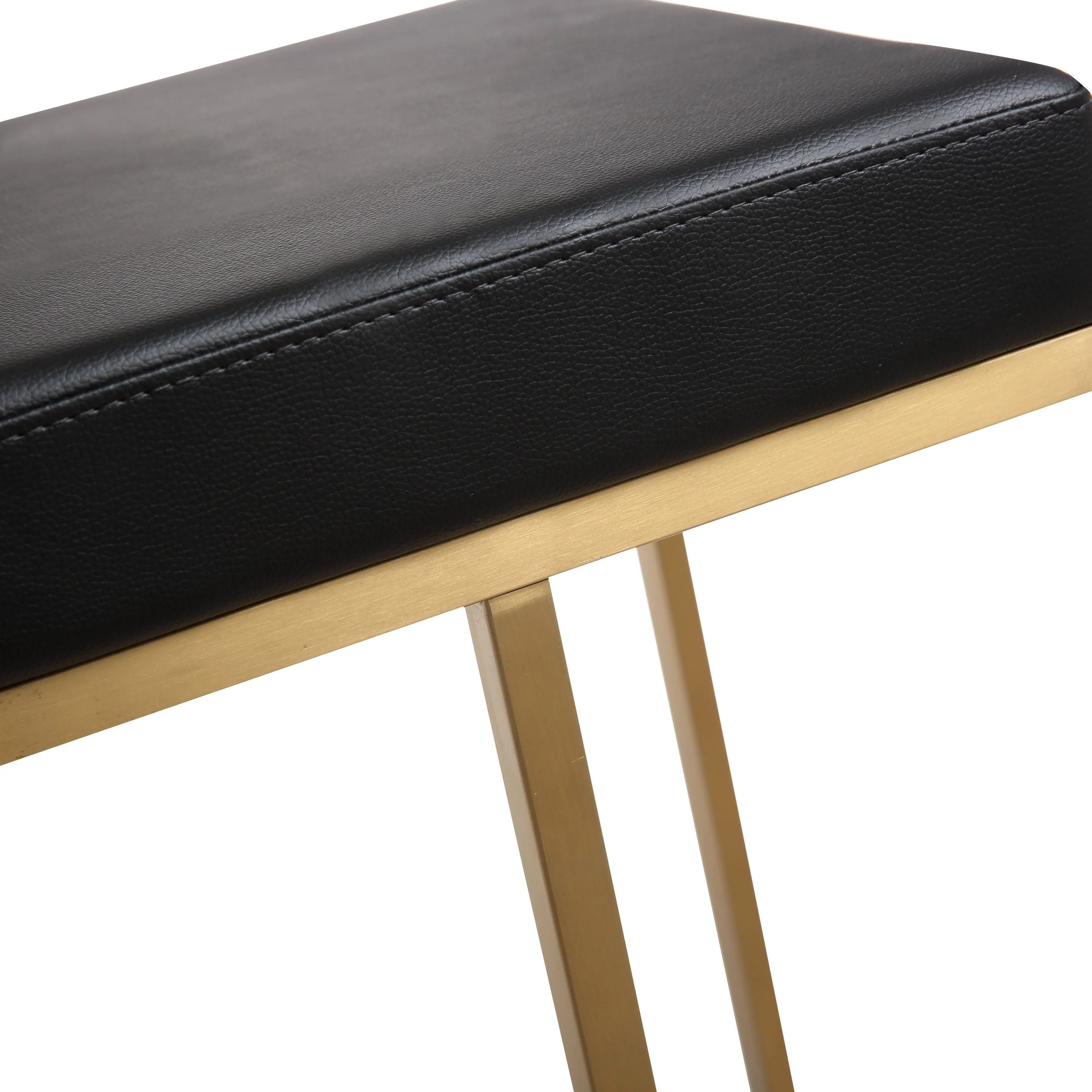Ferrara Black Performance Vegan Leather and Gold Steel Barstool - Set of 2 - Image 6