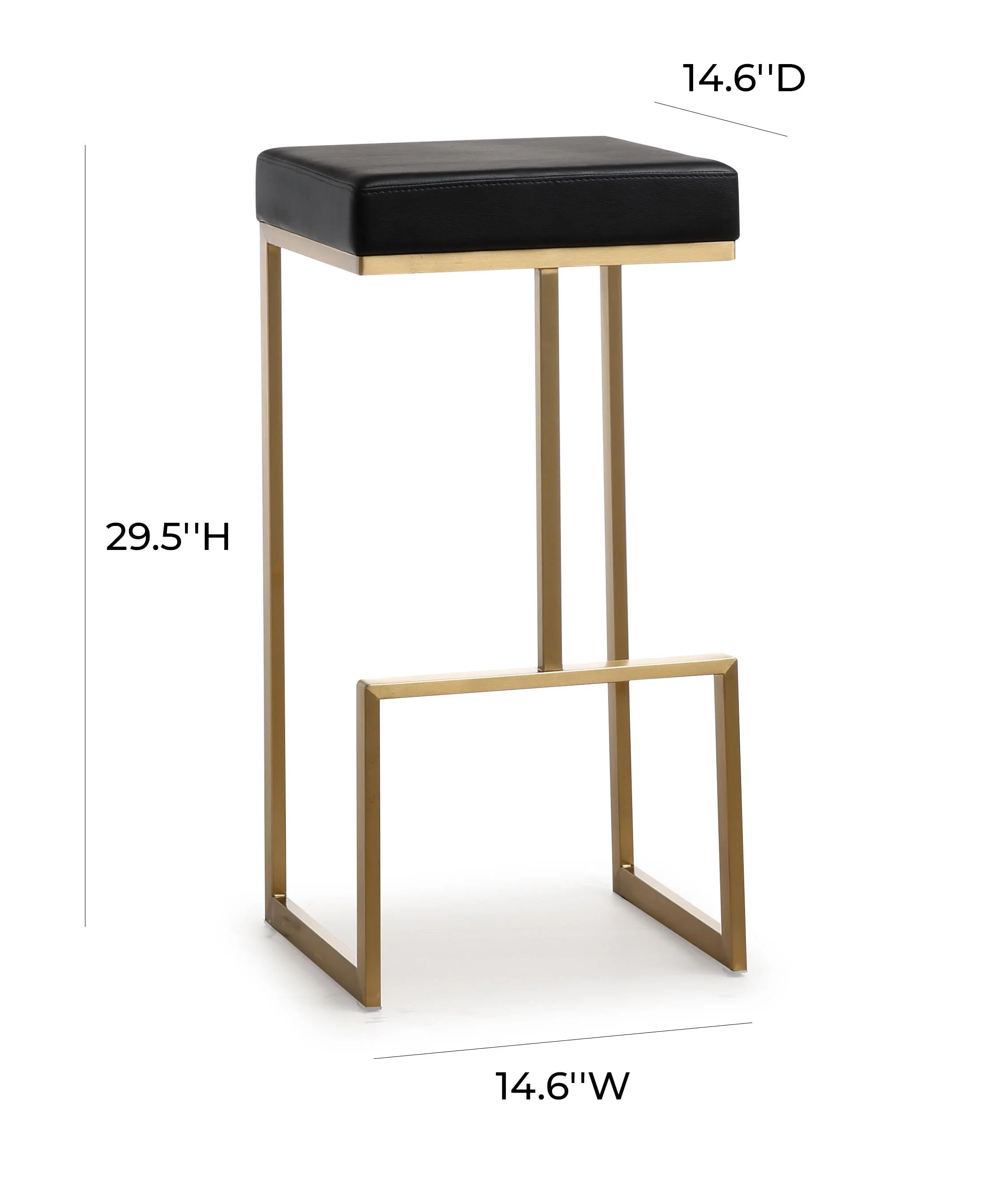 Ferrara Black Performance Vegan Leather and Gold Steel Barstool - Set of 2 - Image 8