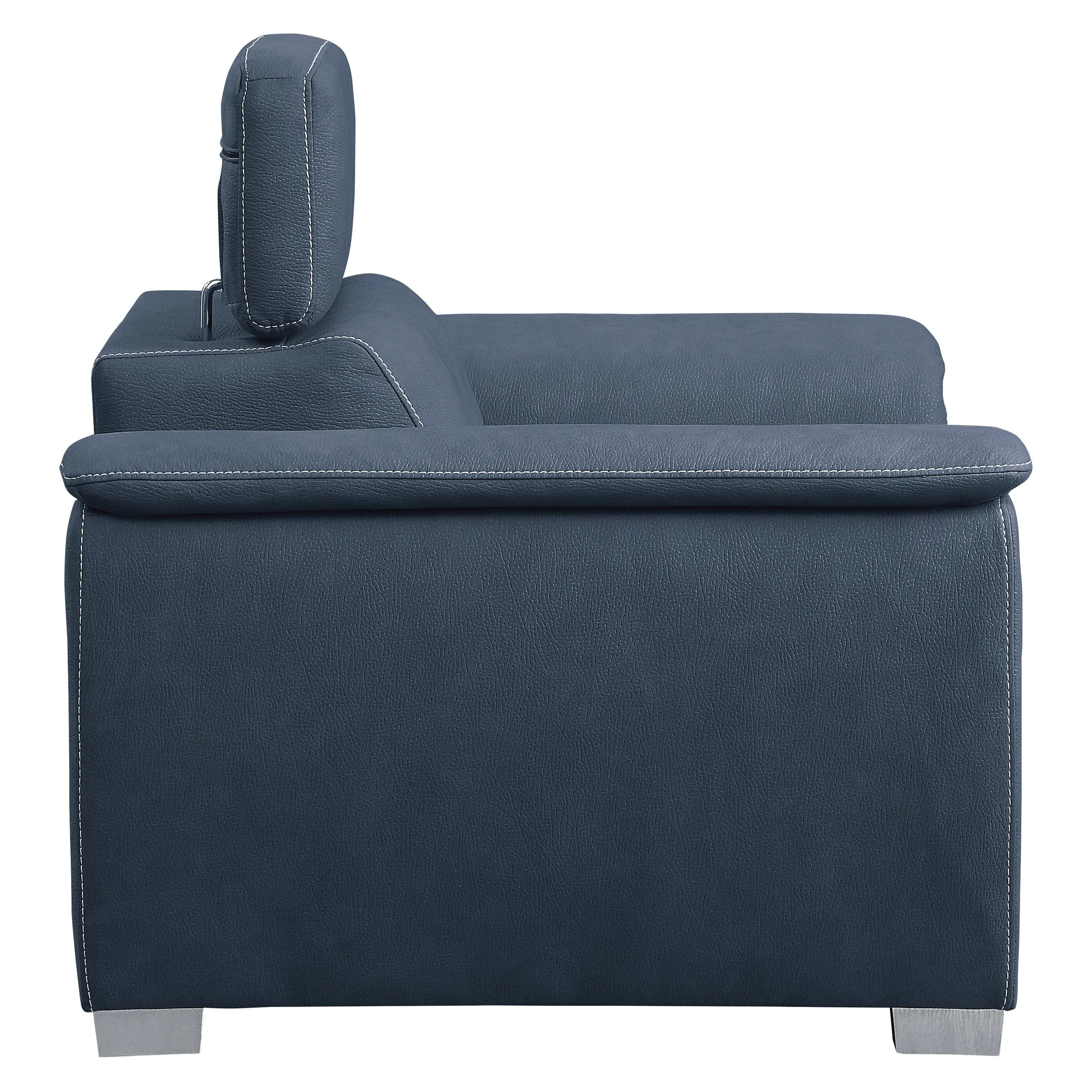 Ferriday Blue Chair with Pull-out Ottoman - Image 5