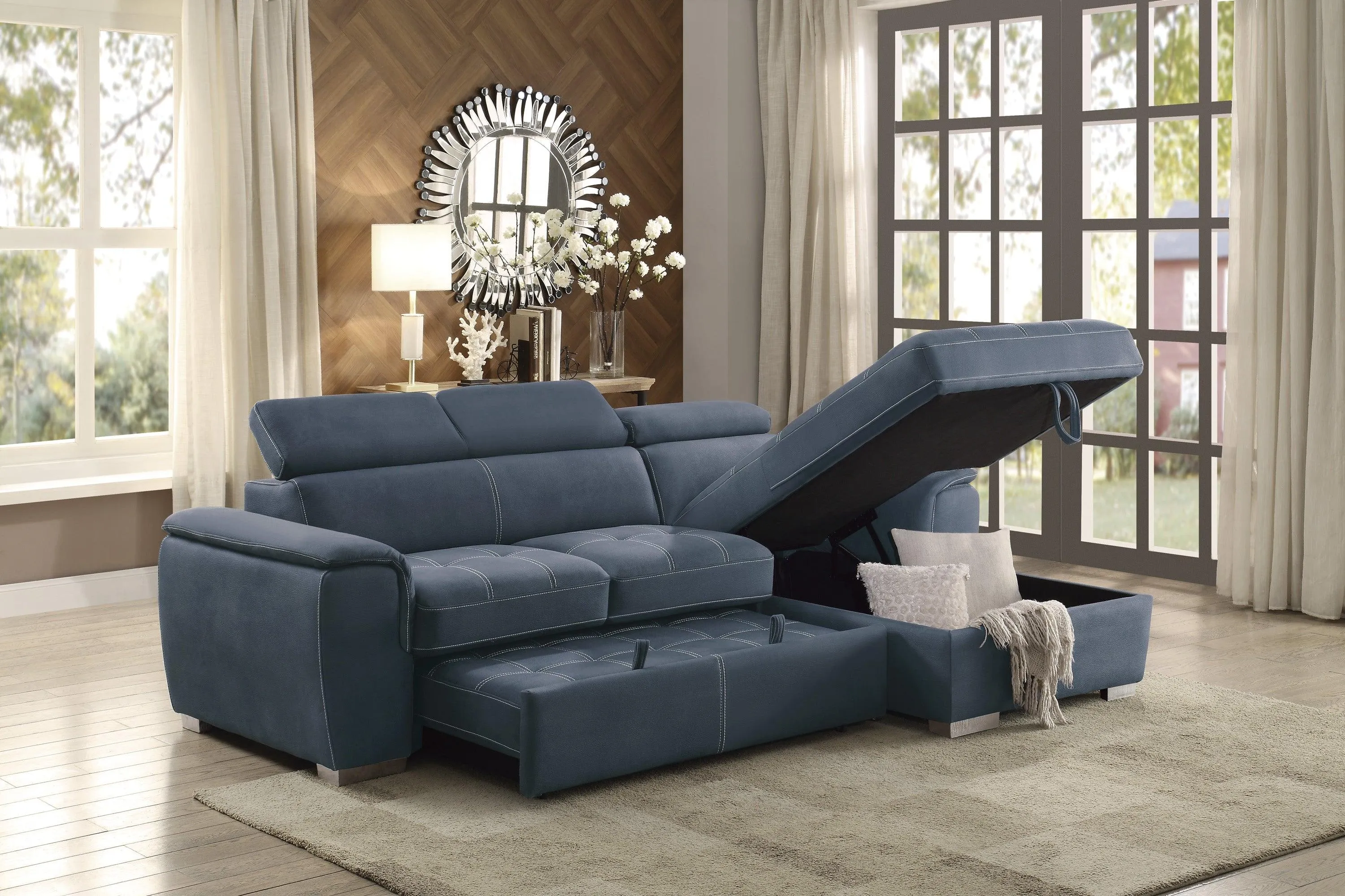 Ferriday Blue Storage Sleeper Sectional - Image 10