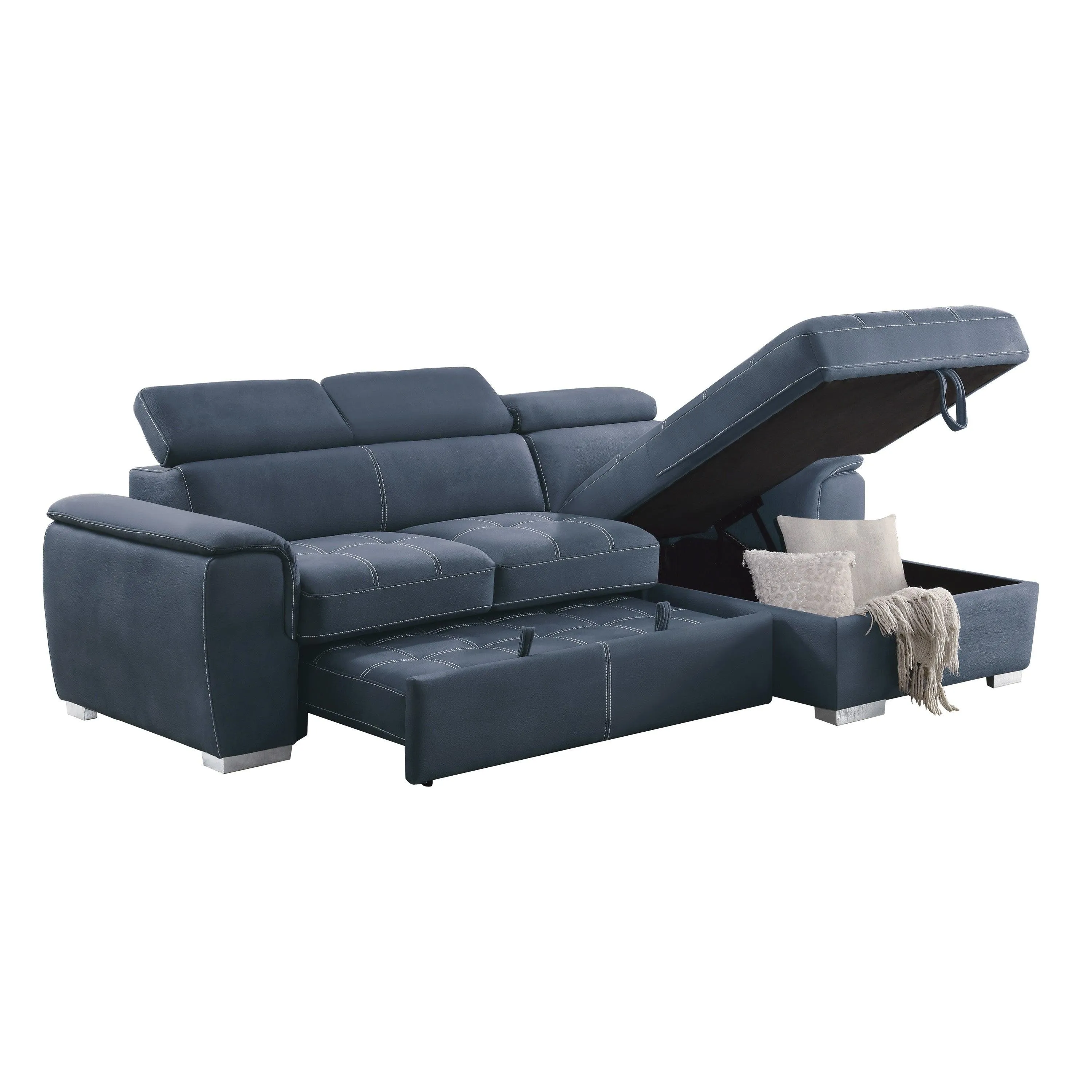 Ferriday Blue Storage Sleeper Sectional - Image 6