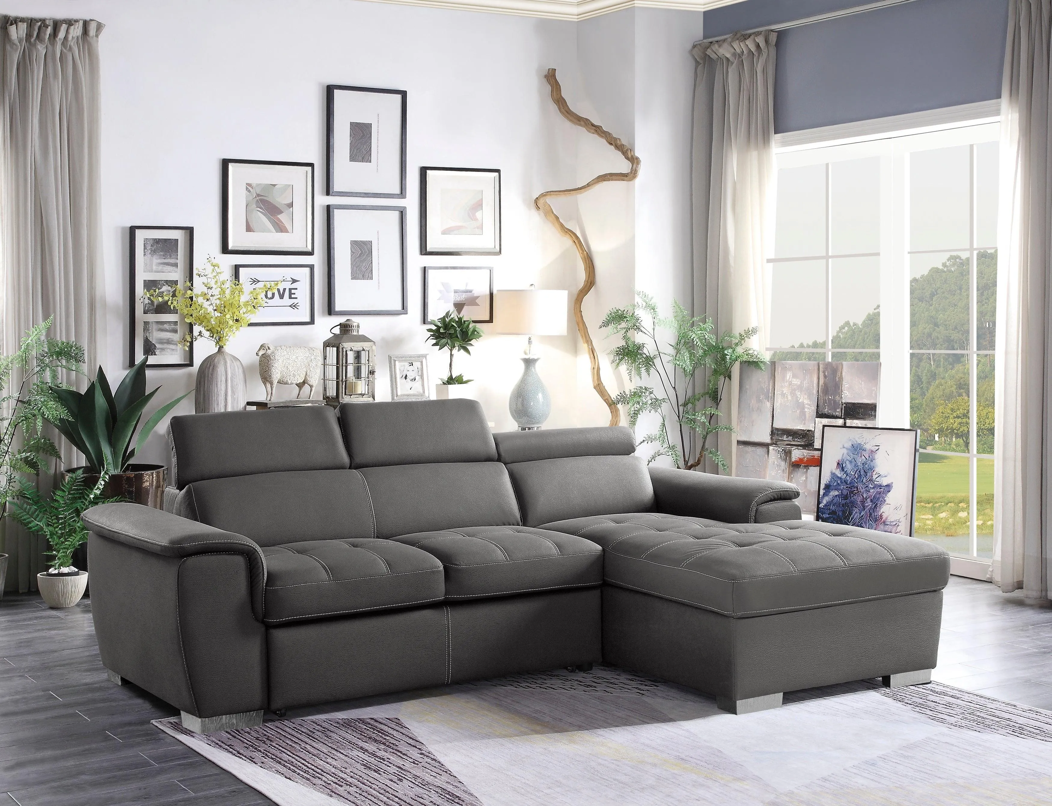 Ferriday Gray Storage Sleeper Sectional - Image 11