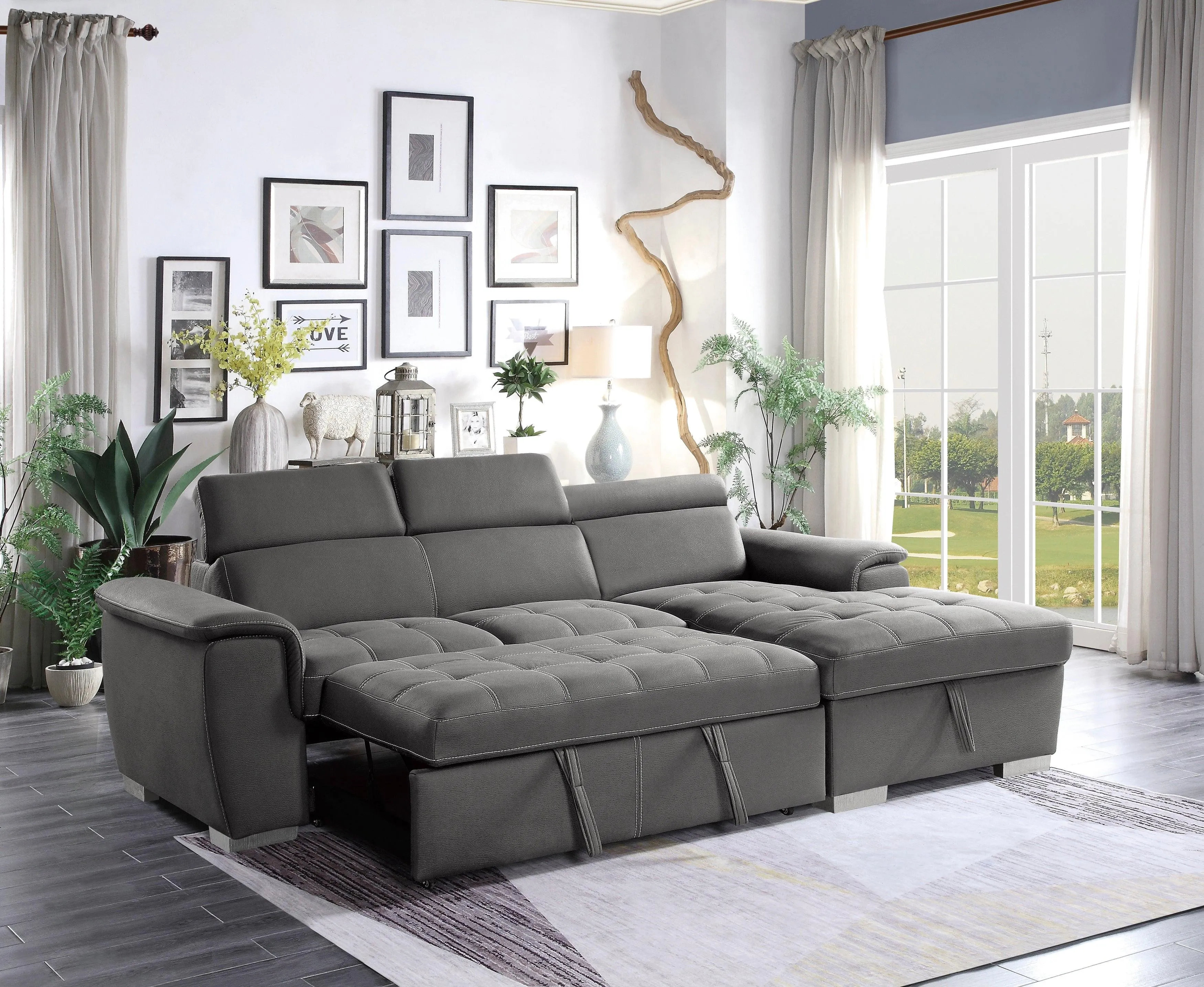 Ferriday Gray Storage Sleeper Sectional - Image 9