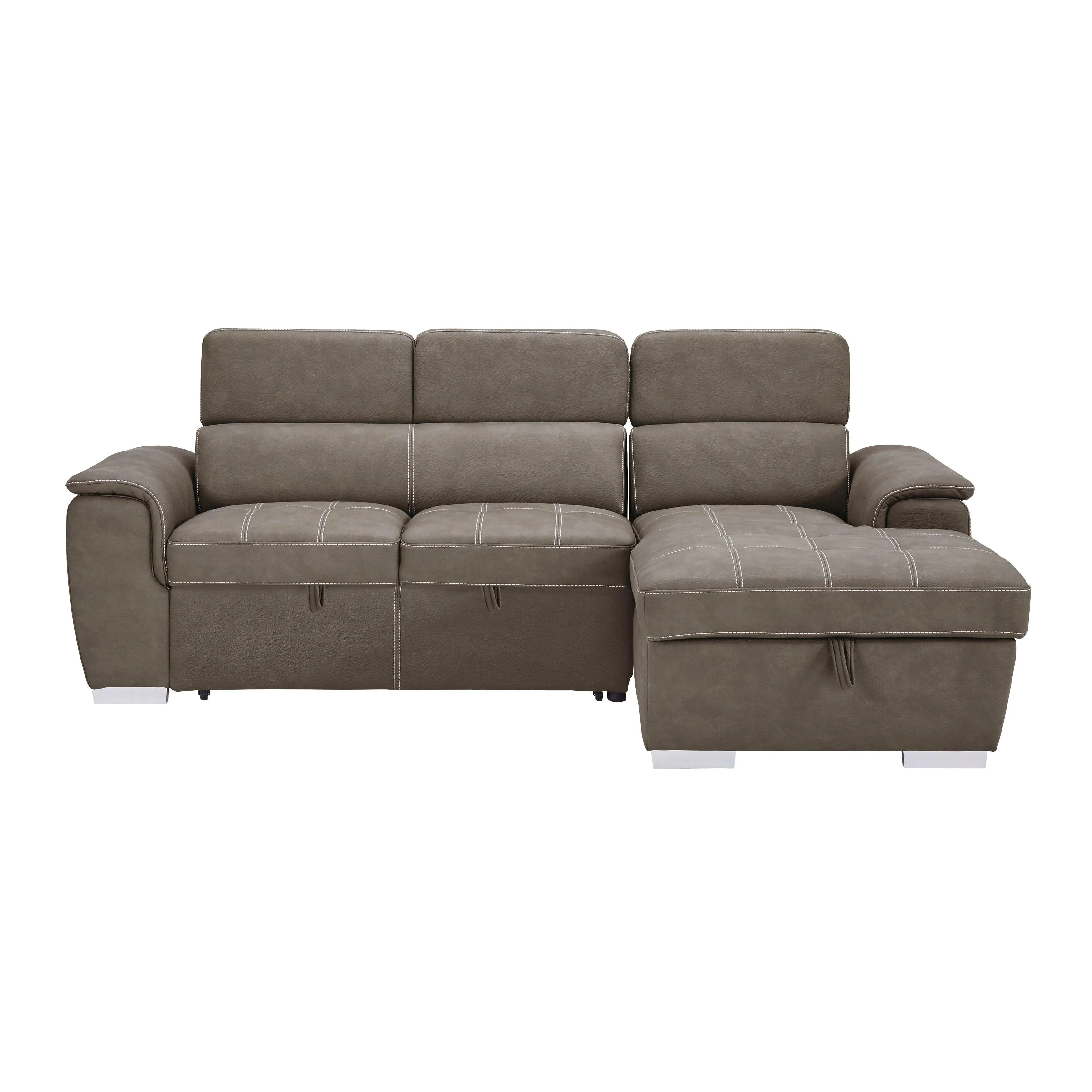 Ferriday Taupe Storage Sleeper Sectional - Image 2