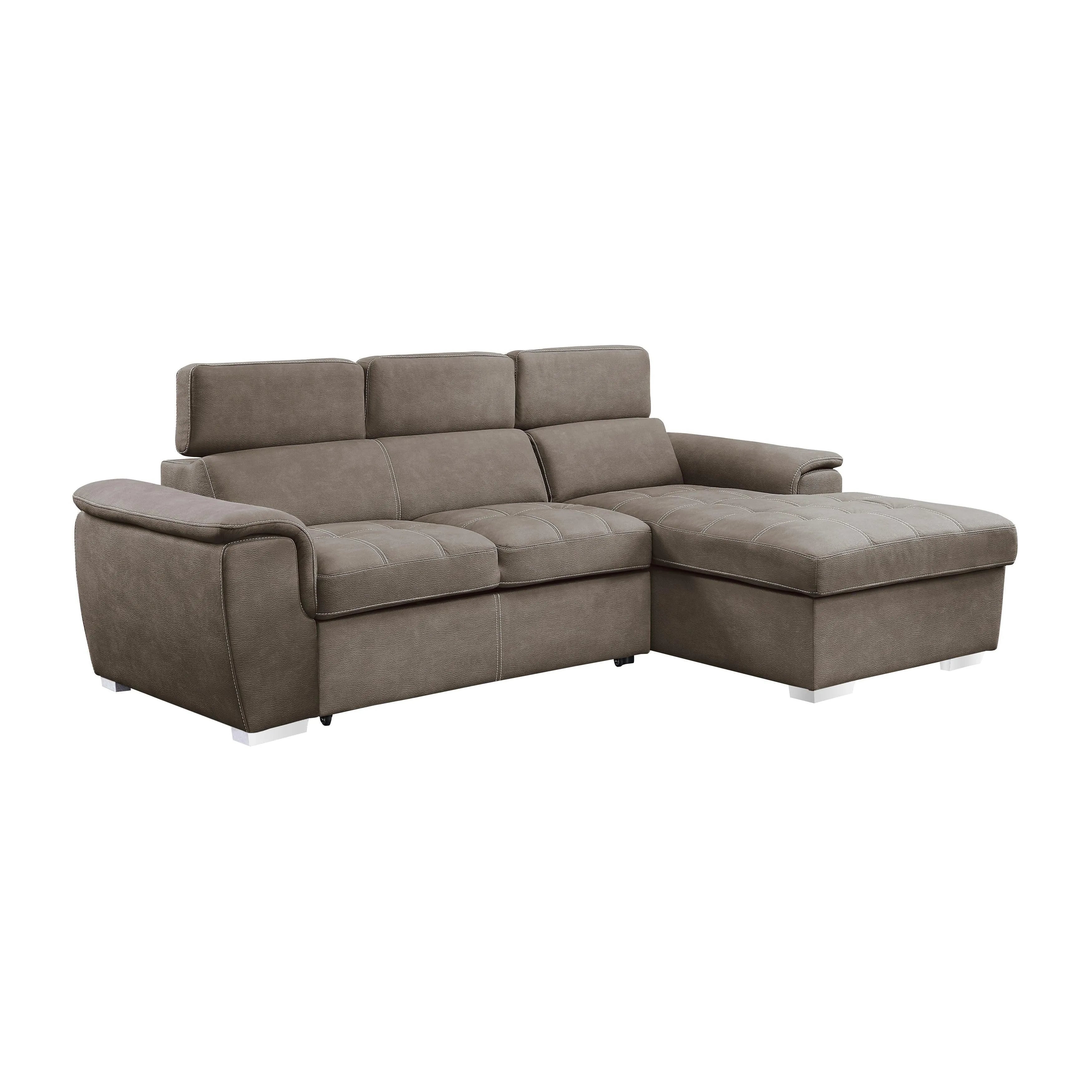Ferriday Taupe Storage Sleeper Sectional - Image 4