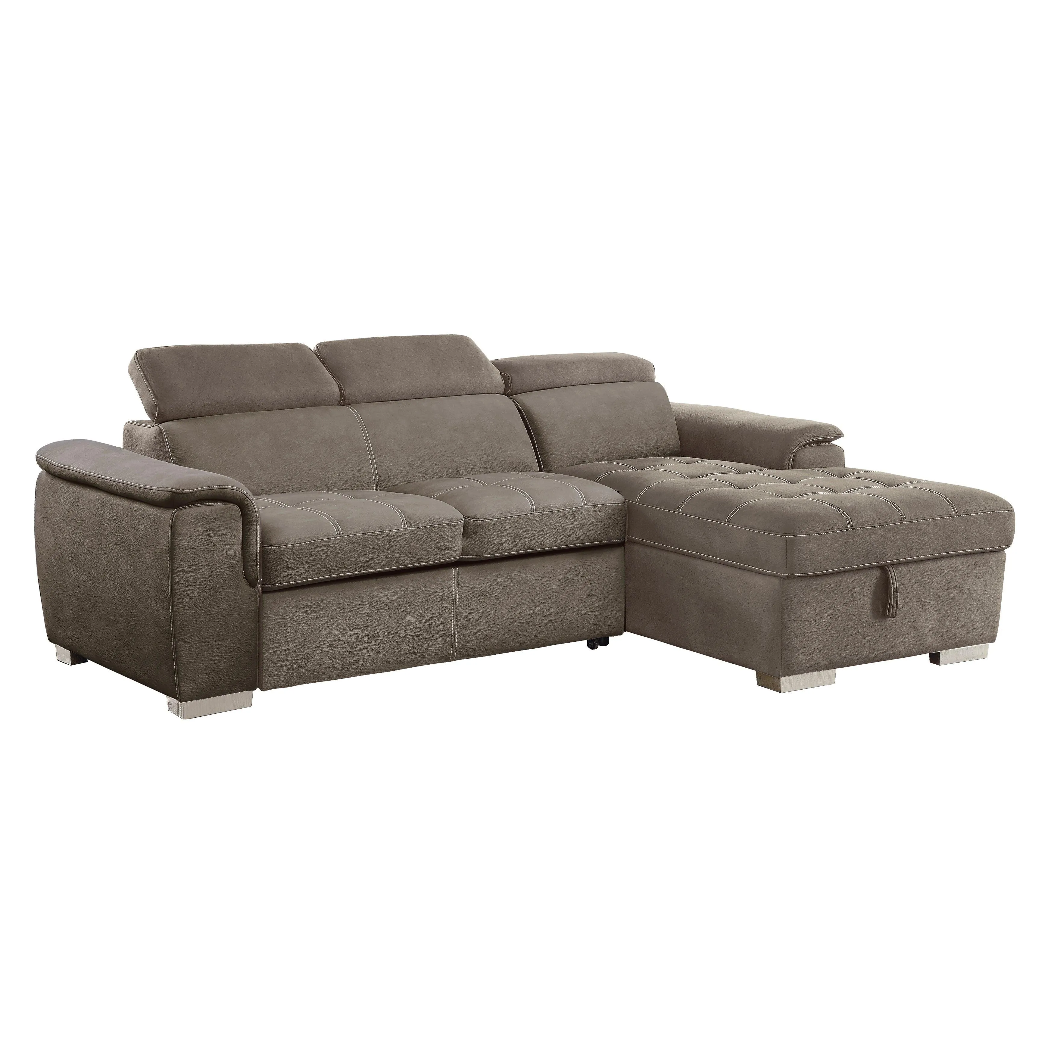 Ferriday Taupe Storage Sleeper Sectional - Image 5