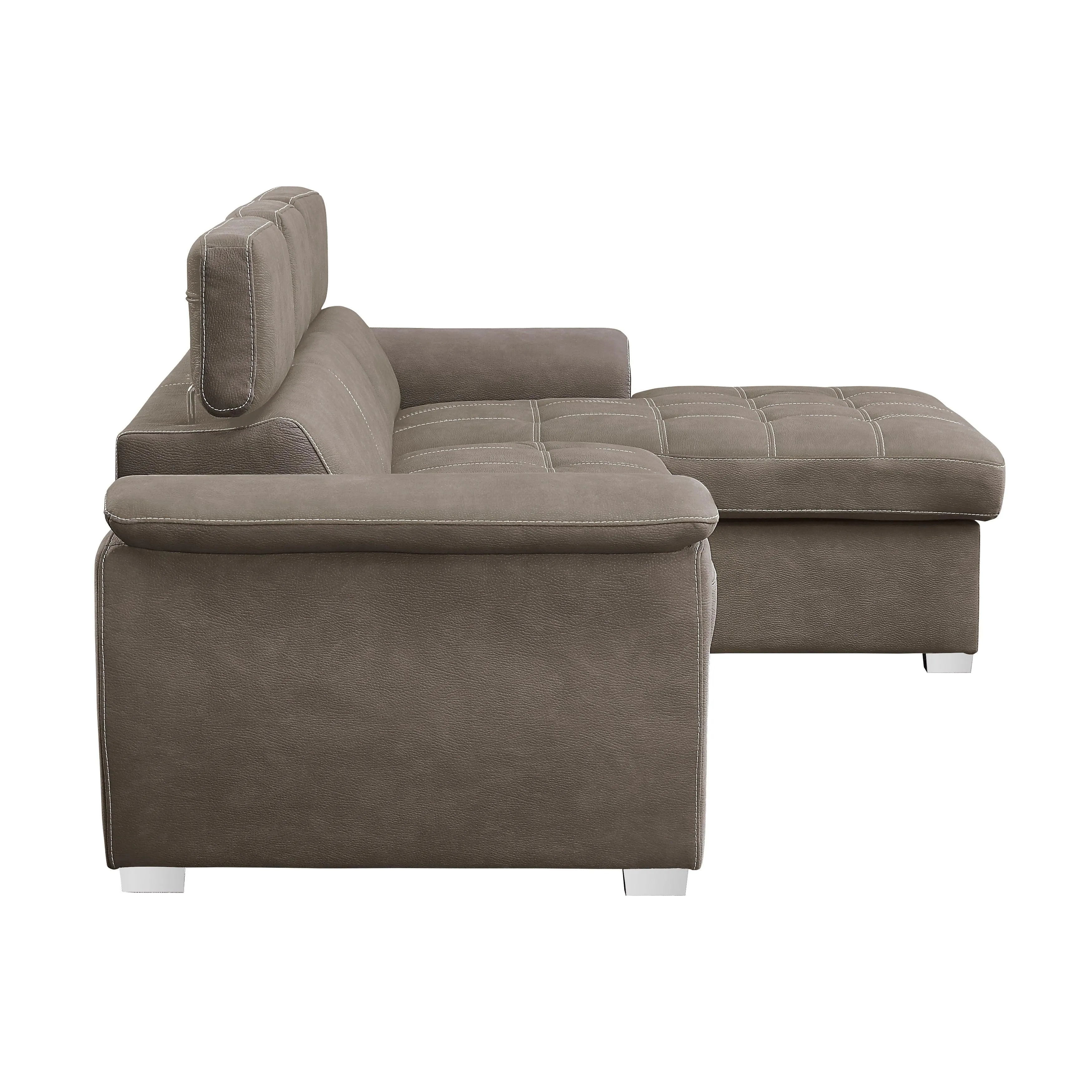 Ferriday Taupe Storage Sleeper Sectional - Image 7