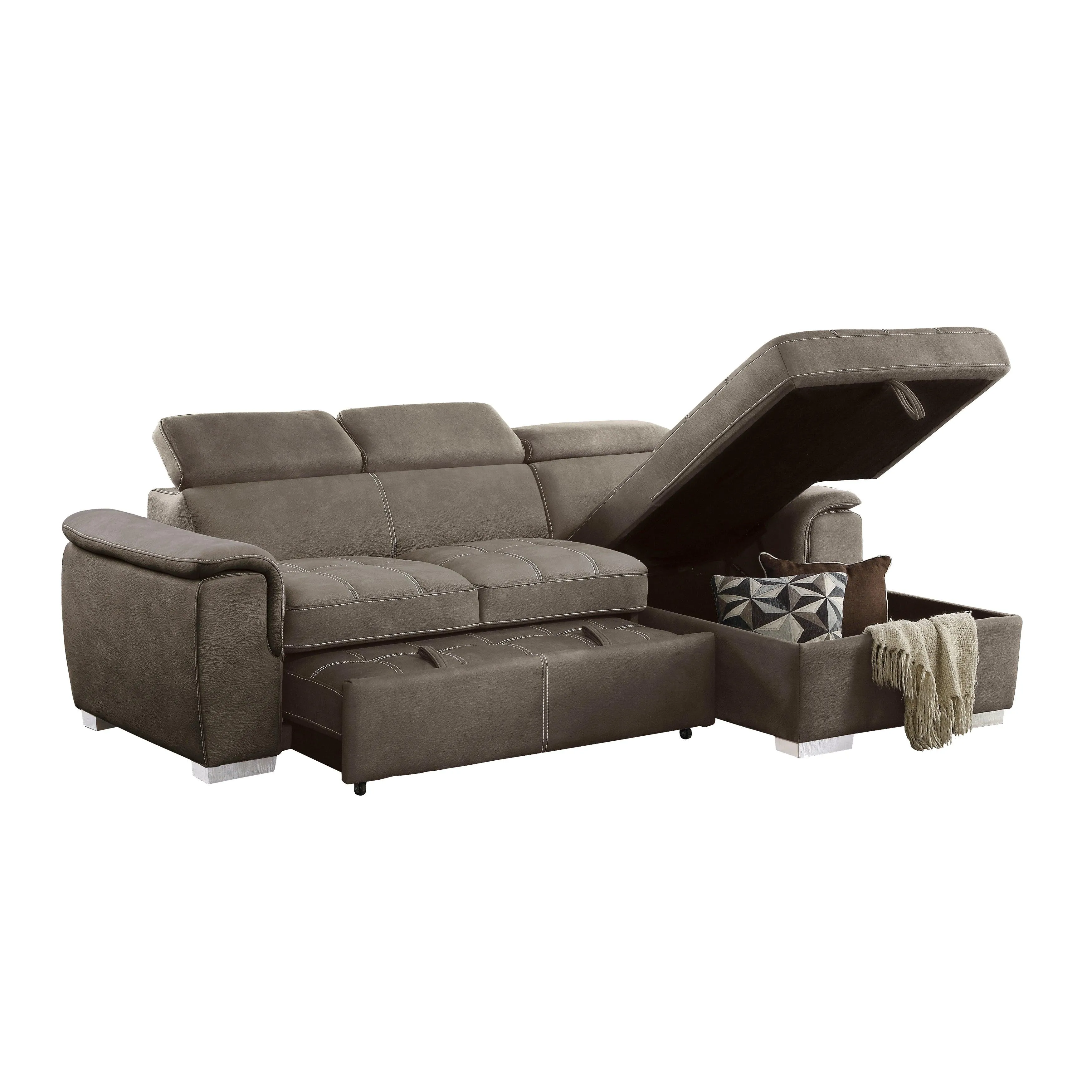 Ferriday Taupe Storage Sleeper Sectional - Image 9