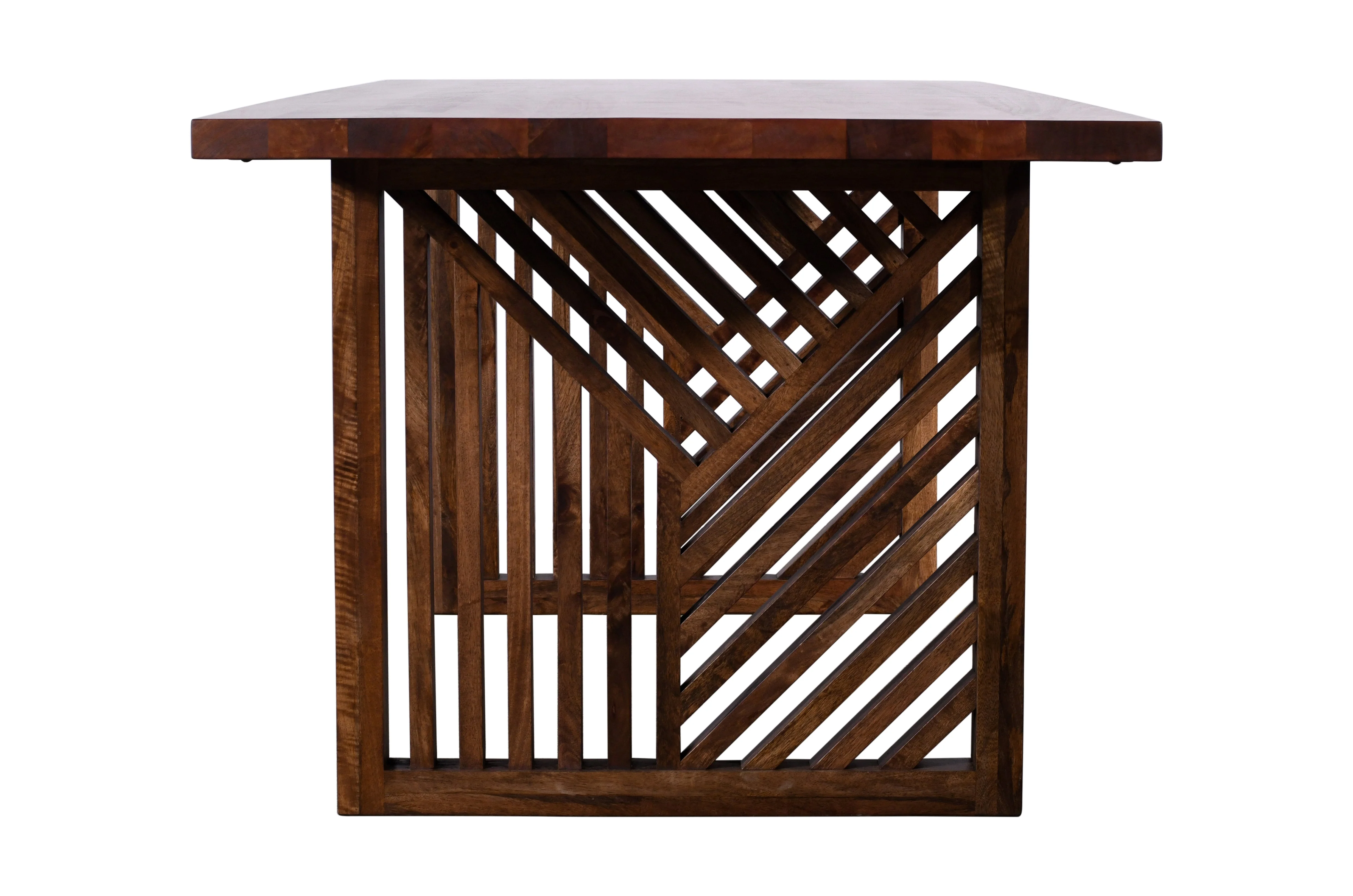 Fevano Solid Wood Rectangular Dining Table in Smoked Brown - Image 4