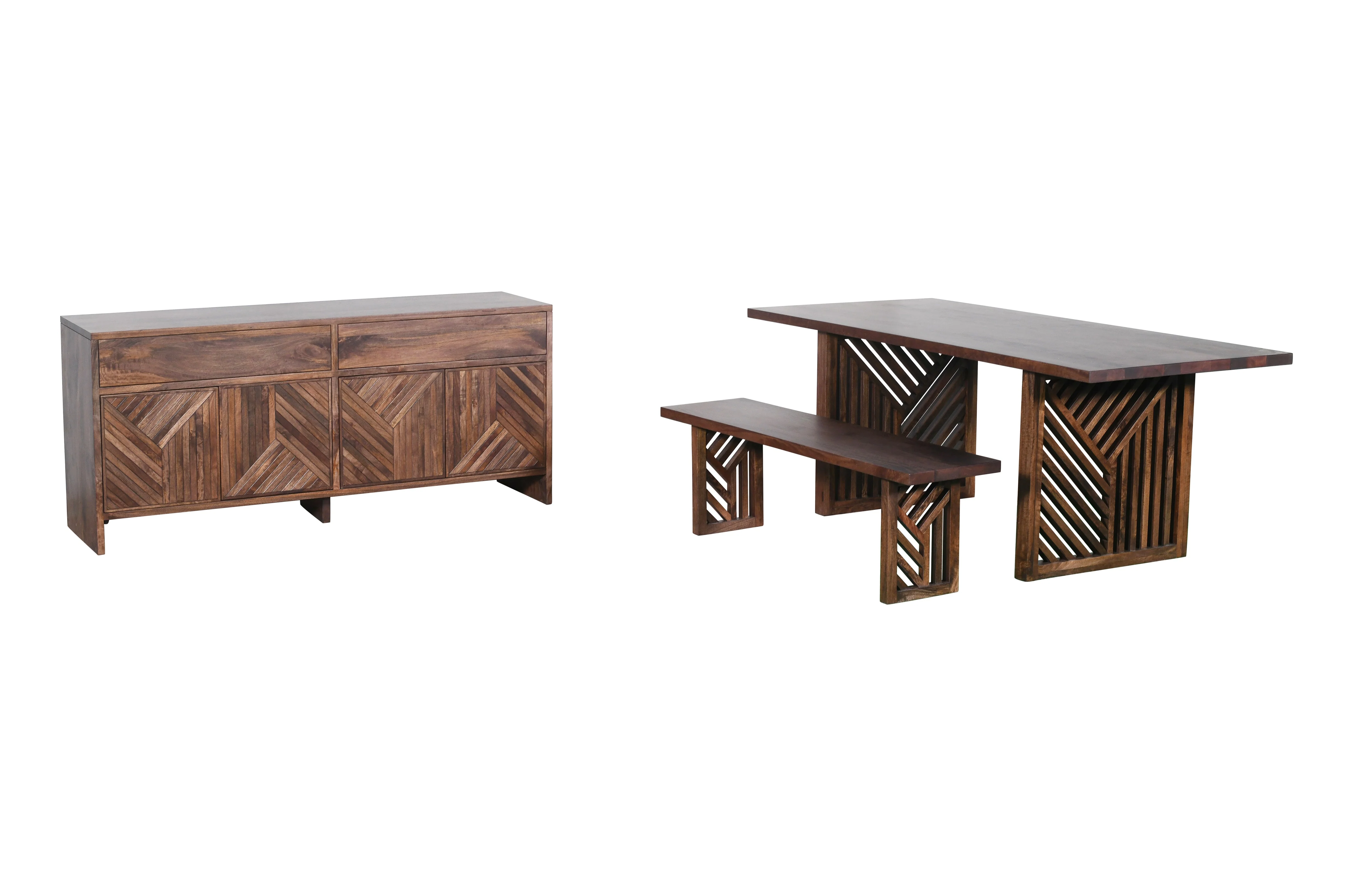 Fevano Solid Wood Rectangular Dining Table in Smoked Brown - Image 6