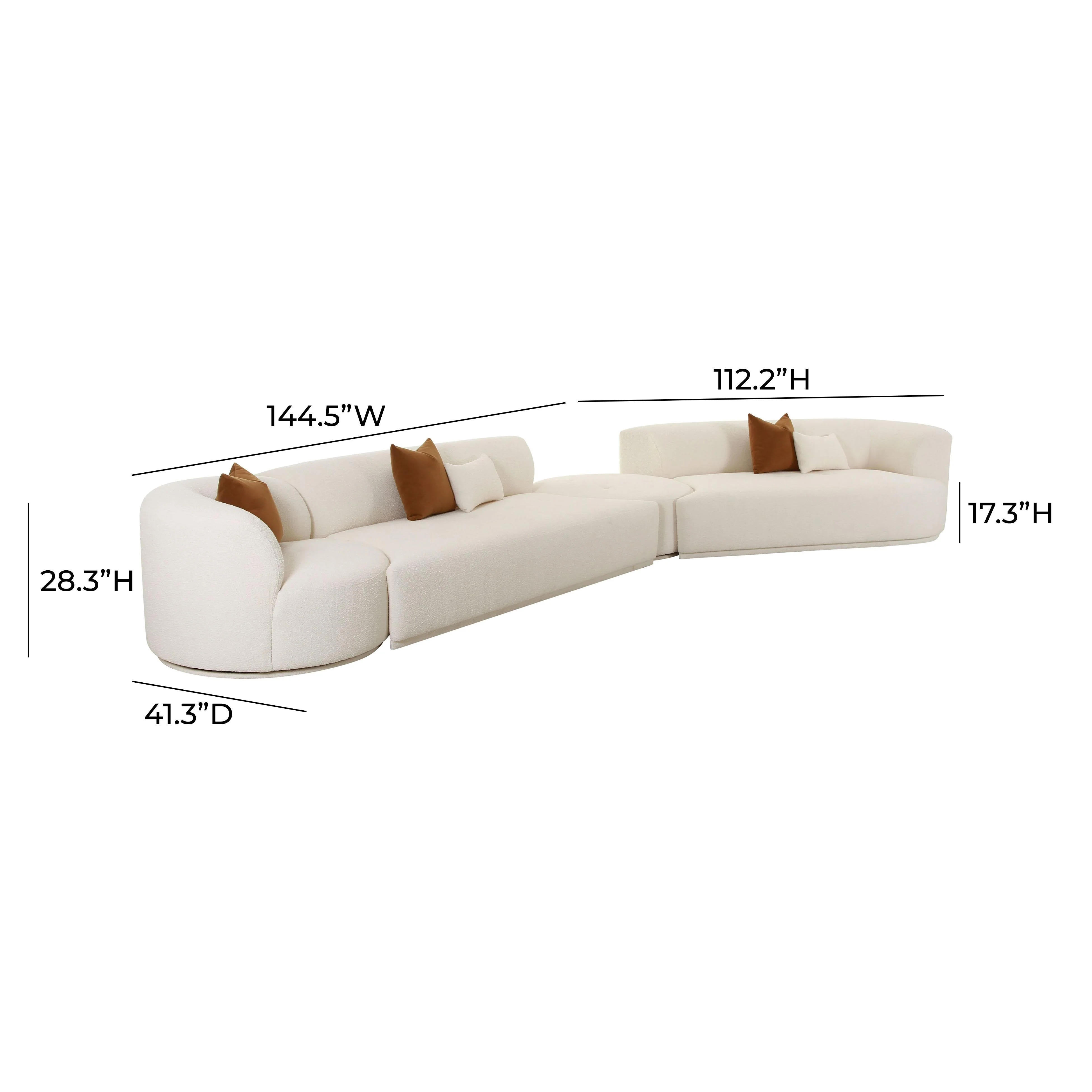 Fickle Cream Boucle 4-Piece Modular Sectional - Image 7