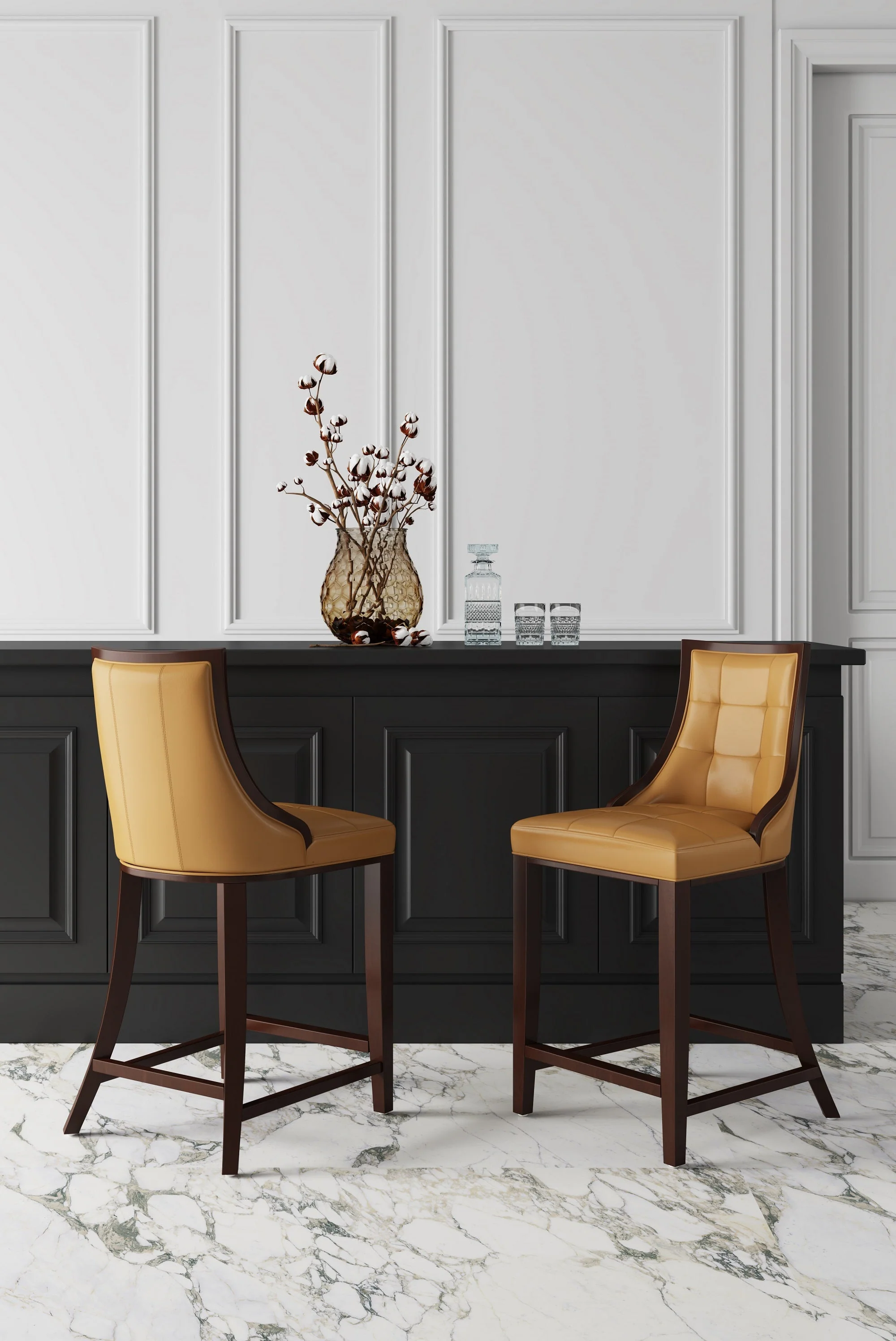 Fifth Ave Counter Stool in Camel and Dark Walnut (set of 2) - Image 2