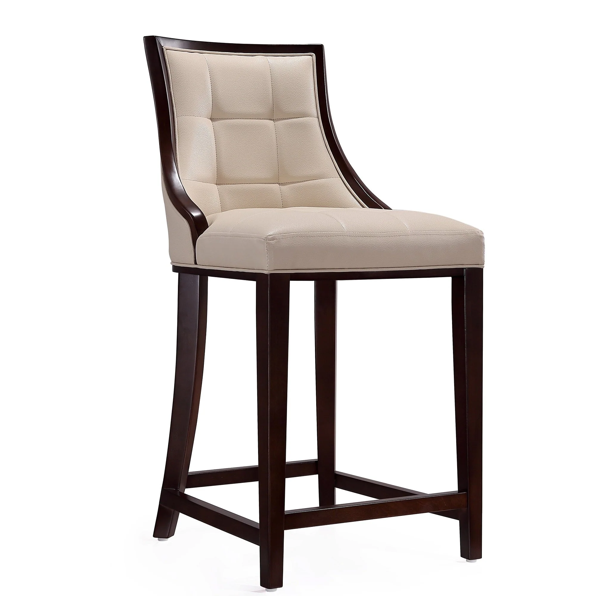 Fifth Ave Counter Stool in Cream and Dark Walnut (set of 2) - Image 4