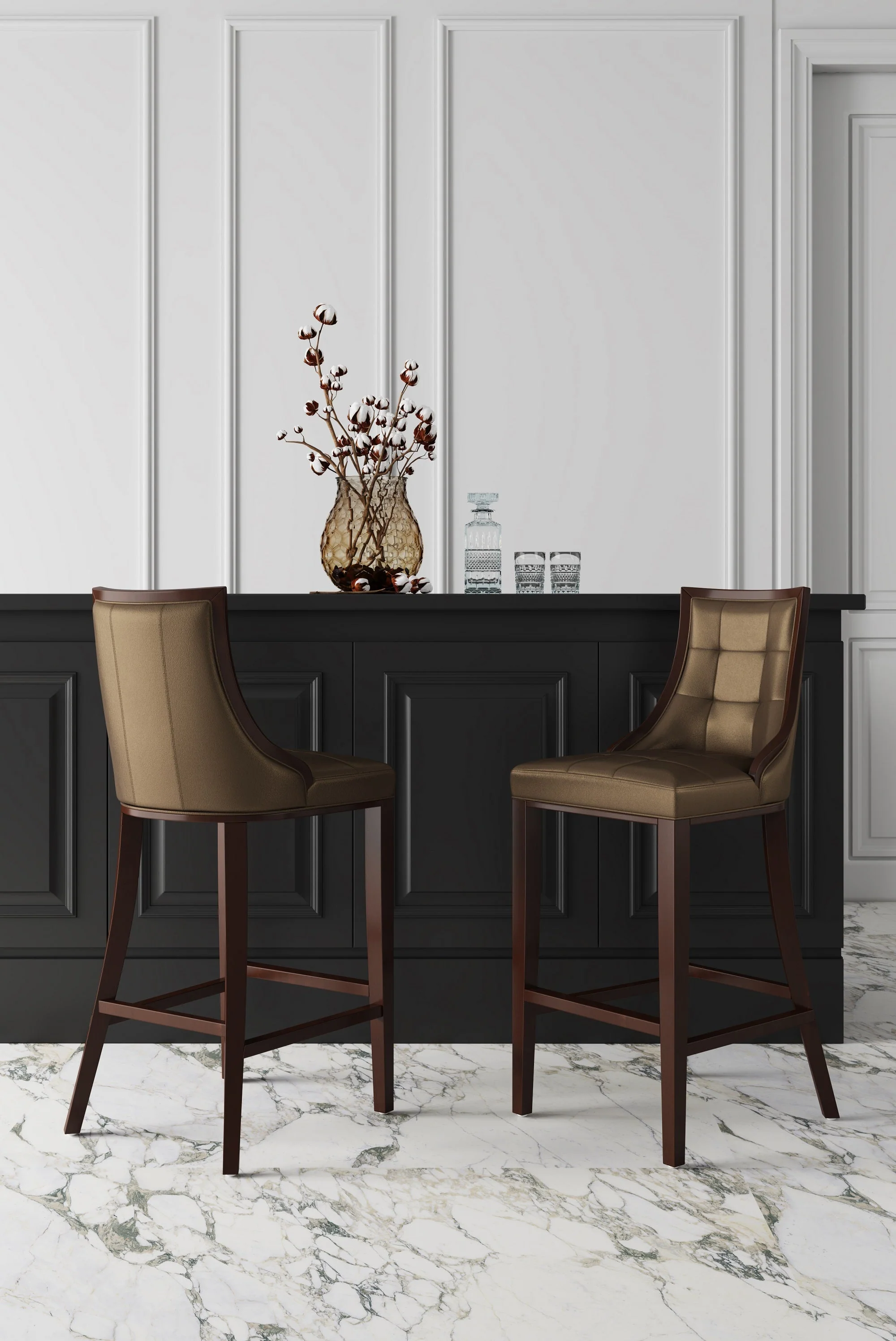 Fifth Avenue Bar Stool in Bronze and Walnut - Image 2