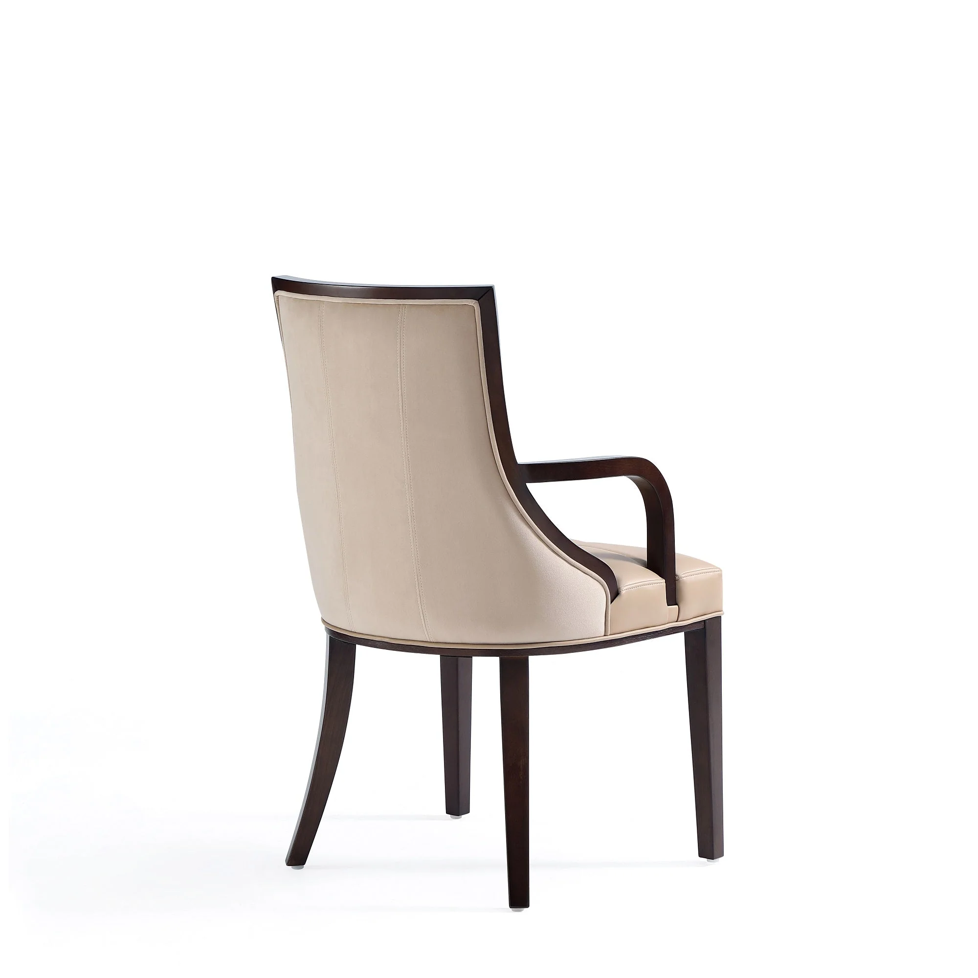 Fifth Avenue Faux Leather and Velvet Dining Armchair in Tan and Walnut - Image 6