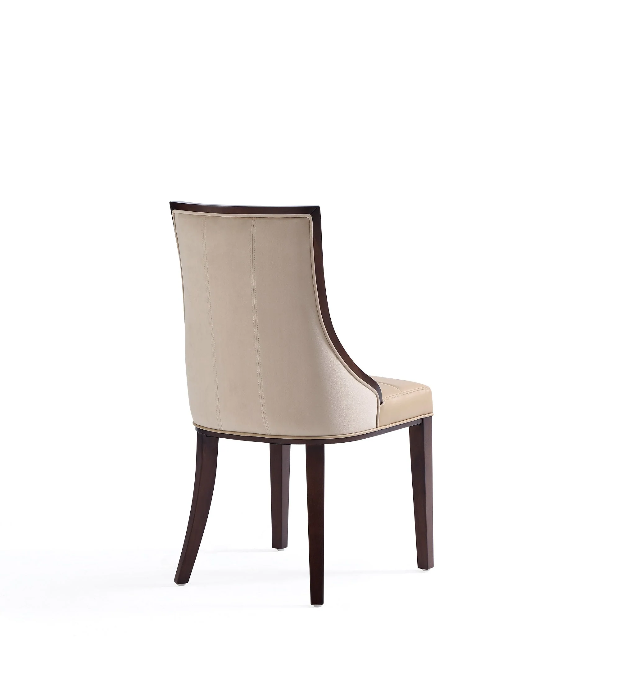 Fifth Avenue Faux Leather and Velvet Dining Chair (Set of Two) in Tan and Walnut - Image 7
