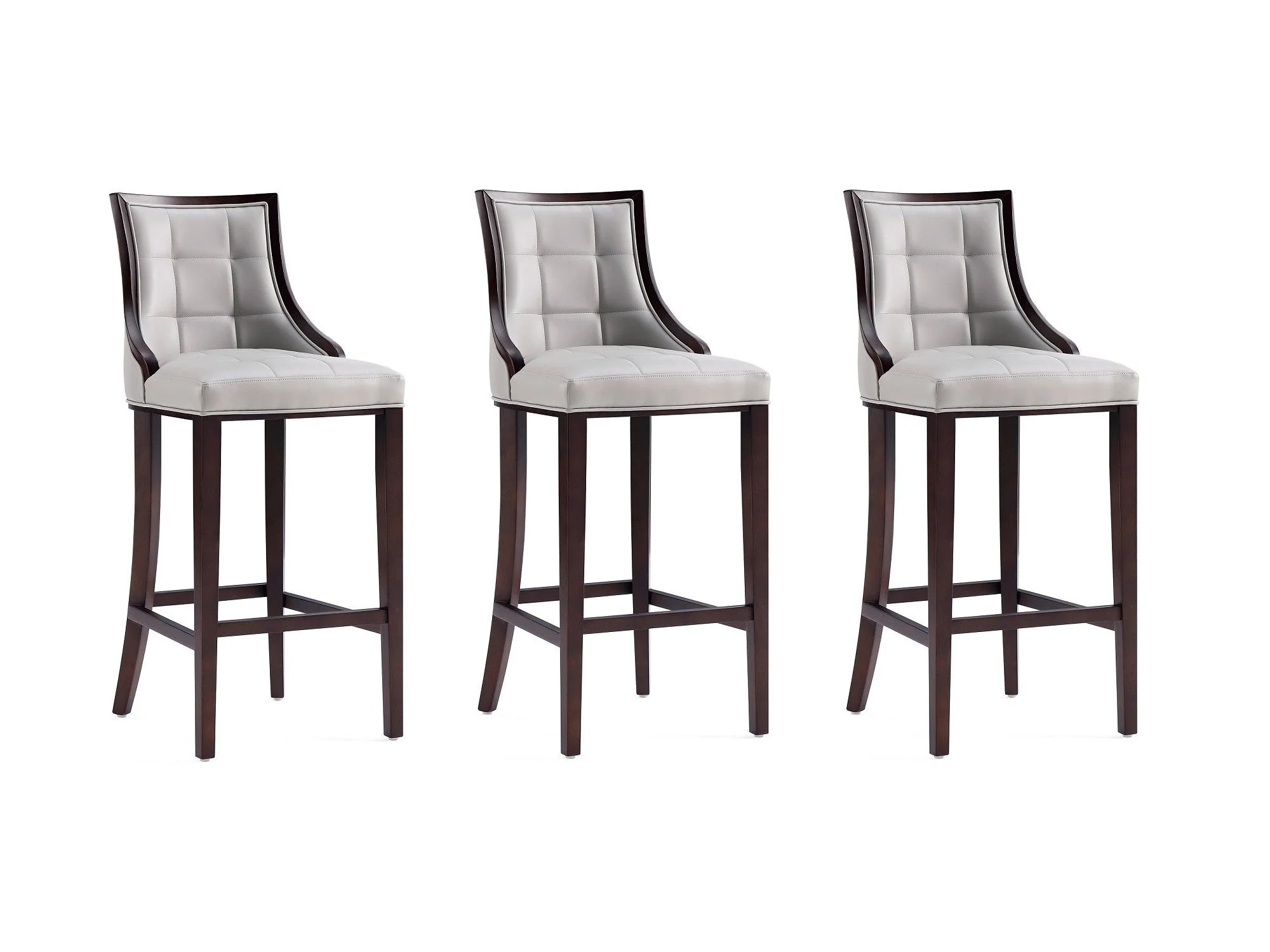 Fifth Avenue Faux Leather Barstool in Light Grey (set of 3)