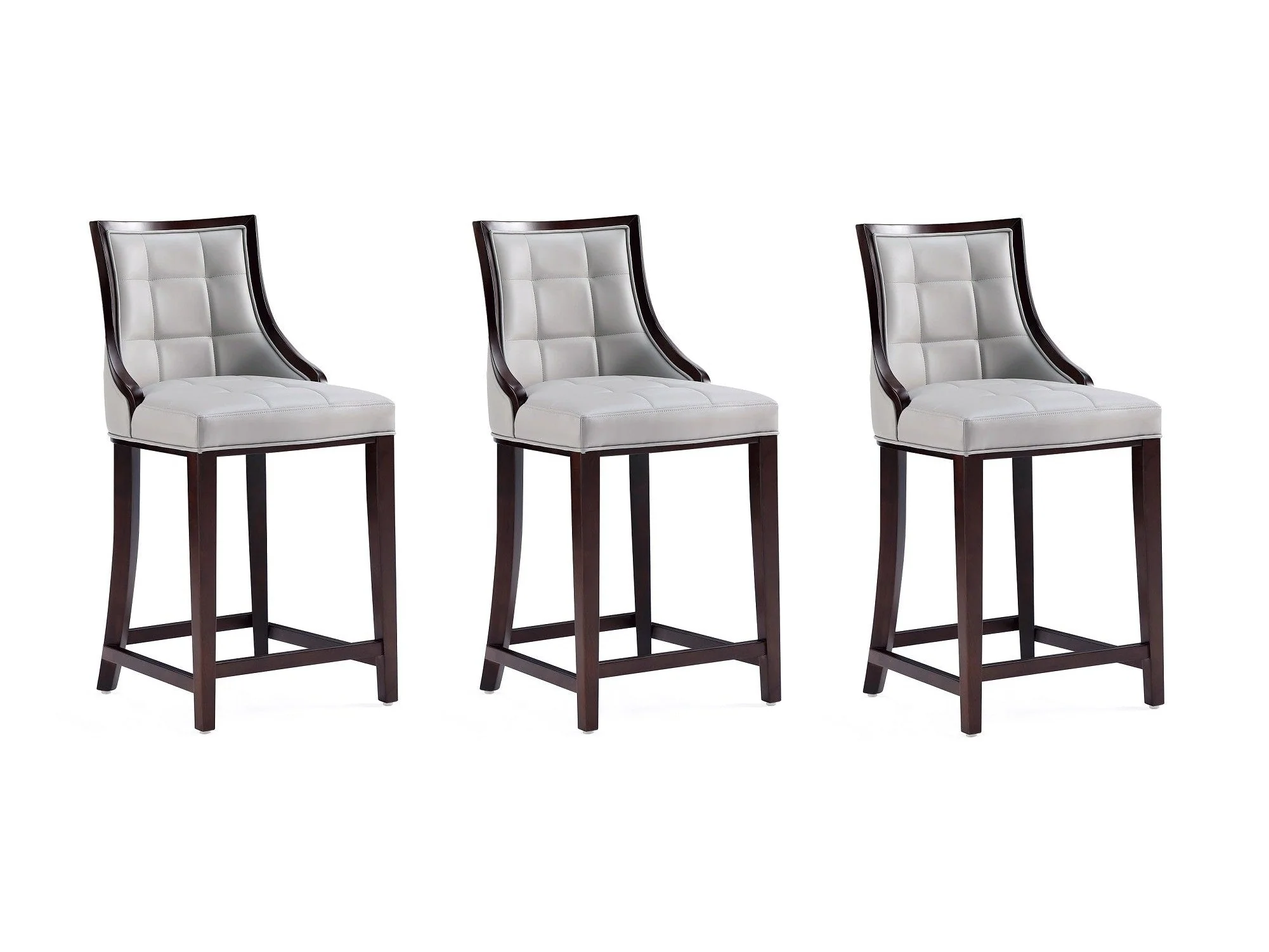 Fifth Avenue Faux Leather Counter Stool in Light Grey (set of 3)