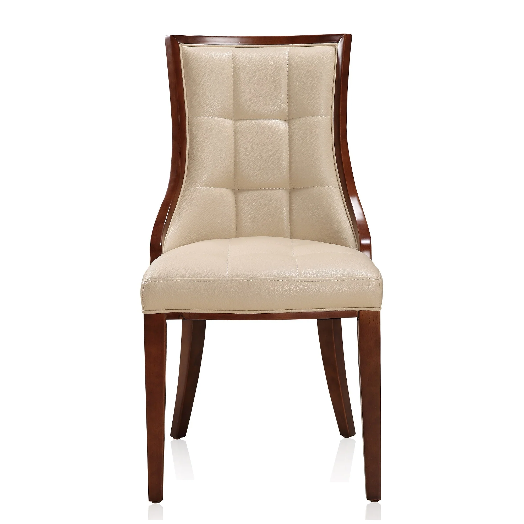Fifth Avenue Faux Leather Dining Chair (Set of Two) in Cream and Walnut - Image 4