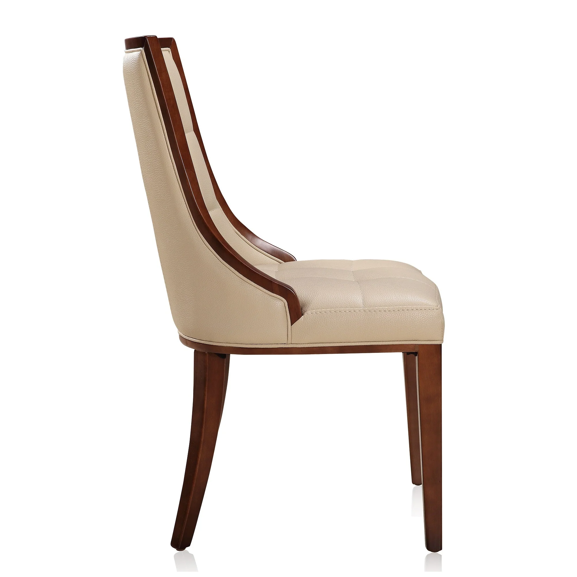 Fifth Avenue Faux Leather Dining Chair (Set of Two) in Cream and Walnut - Image 6