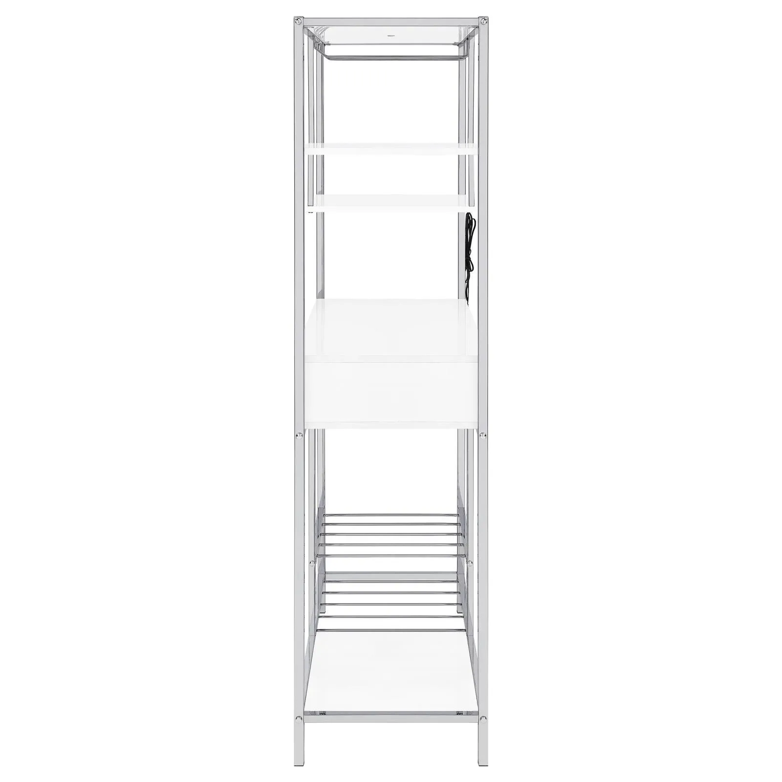 Figueroa White High Gloss and Chrome 5-shelf Wine Cabinet with Storage Drawer - Image 8