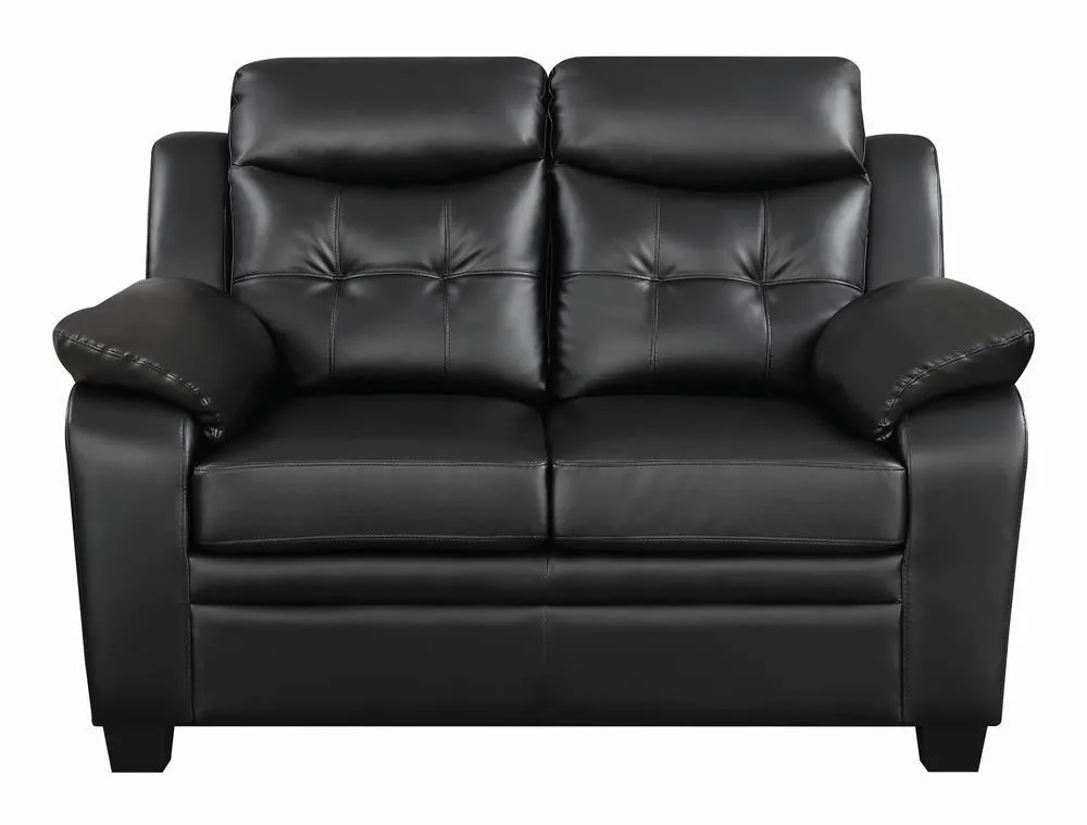 Finley Black Tufted Upholstered Loveseat - Image 2