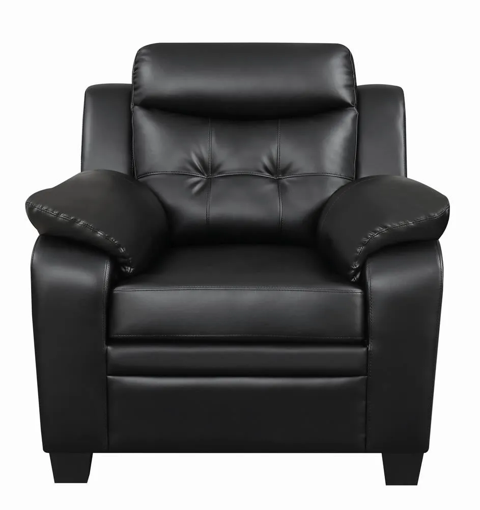 Finley Black Upholstered Padded Arm Tufted Living Room Set - Image 10