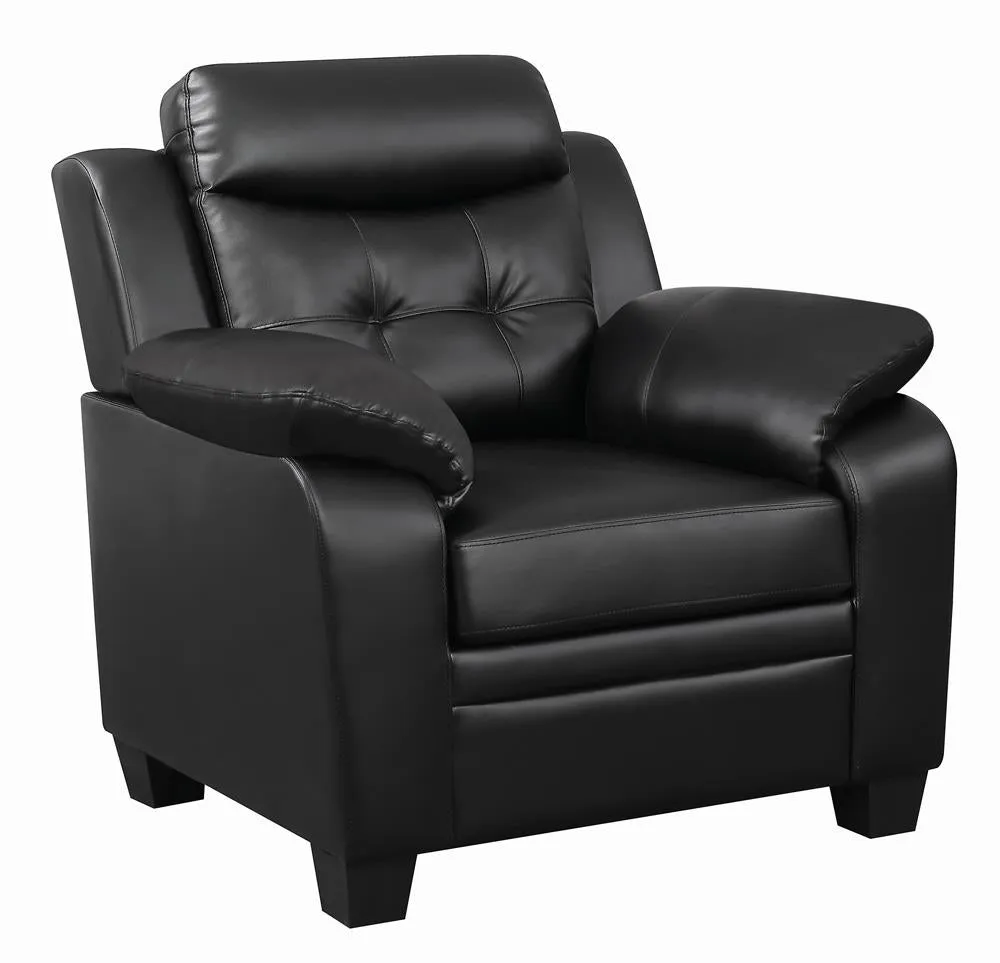 Finley Black Upholstered Padded Arm Tufted Living Room Set - Image 11