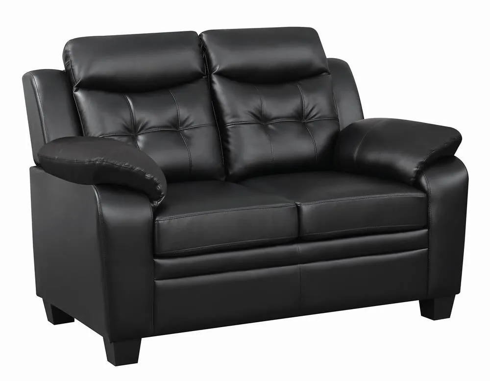 Finley Black Upholstered Padded Arm Tufted Living Room Set - Image 8